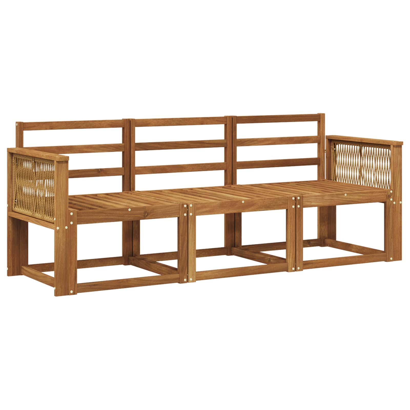 Set vanjskih sofa 3 pcs Prirodna Čvrsto drvo akacije