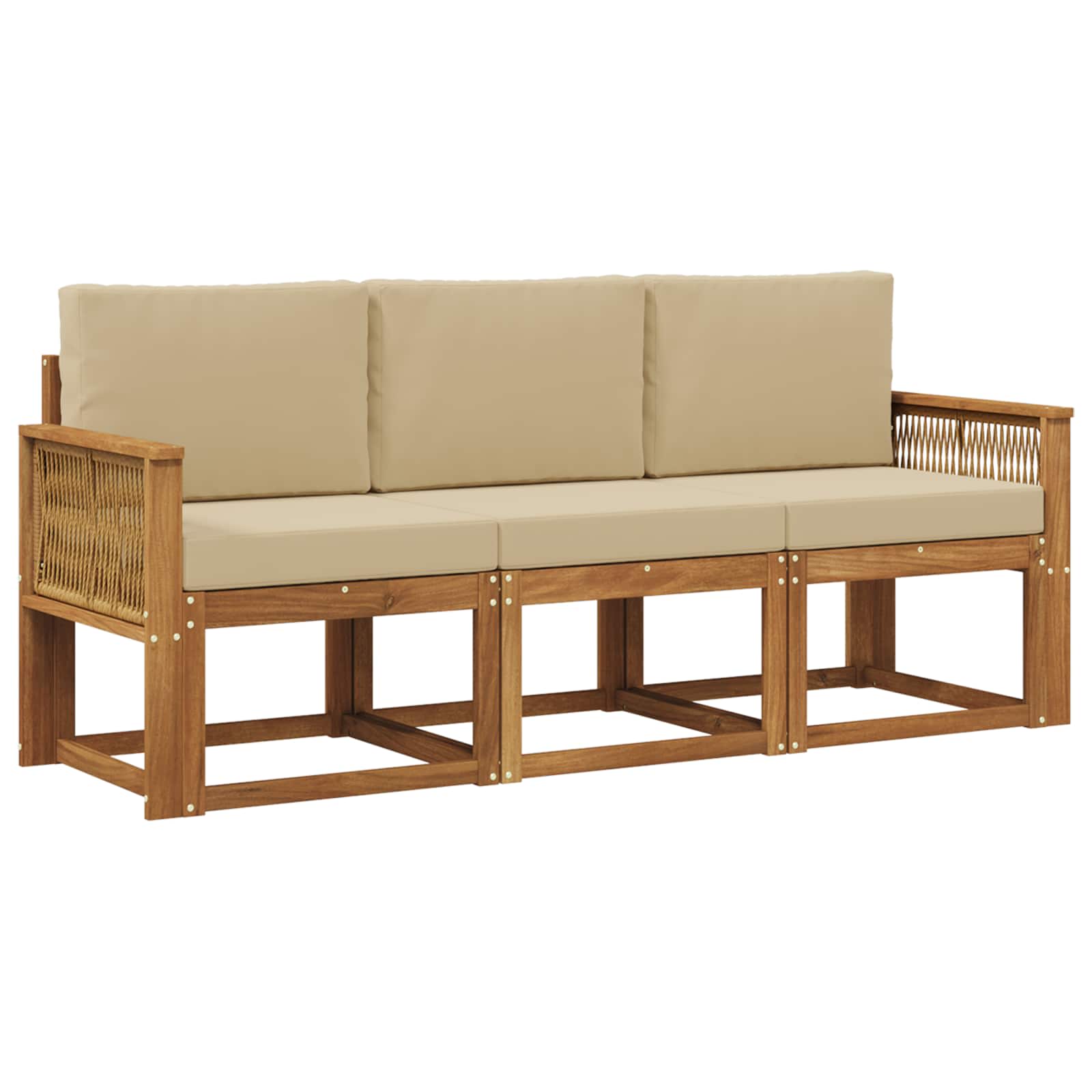 Set vanjskih sofa s jastukom 3 pcs Prirodna i bež Poliester