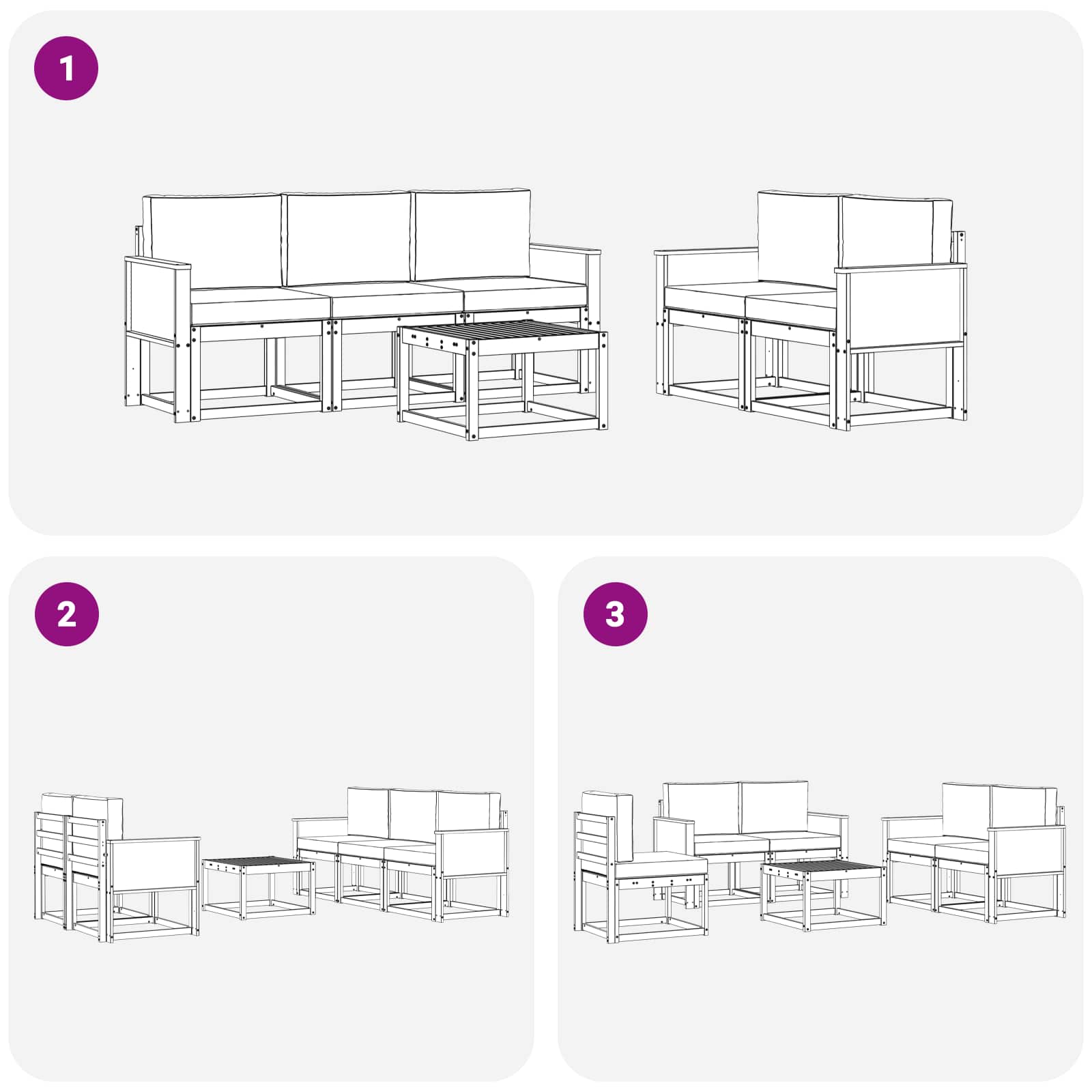 Set vanjskih sofa s jastukom 6 pcs Prirodna i krem Poliester