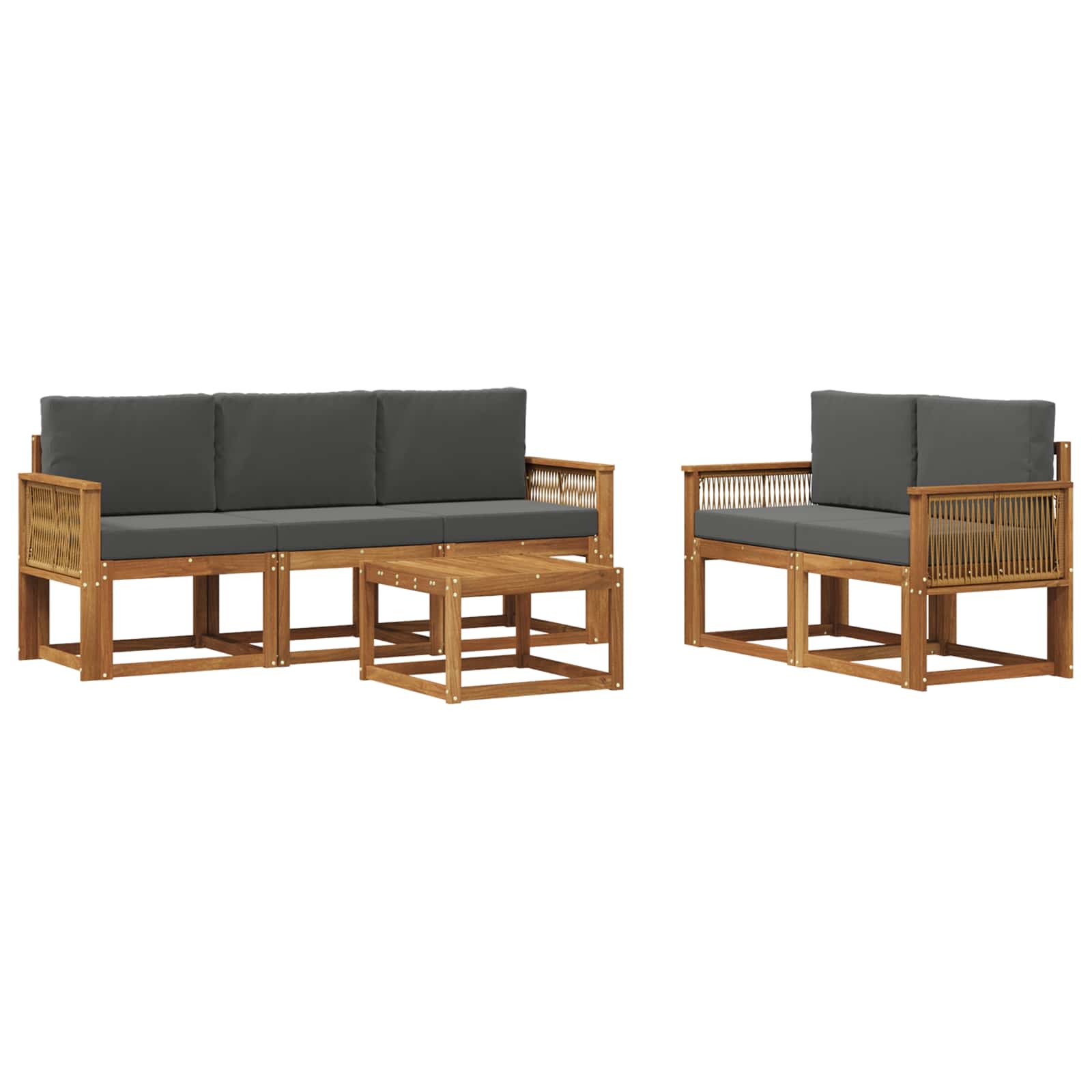 Set vanjskih sofa 6 pcs Prirodna i antracit Poliester