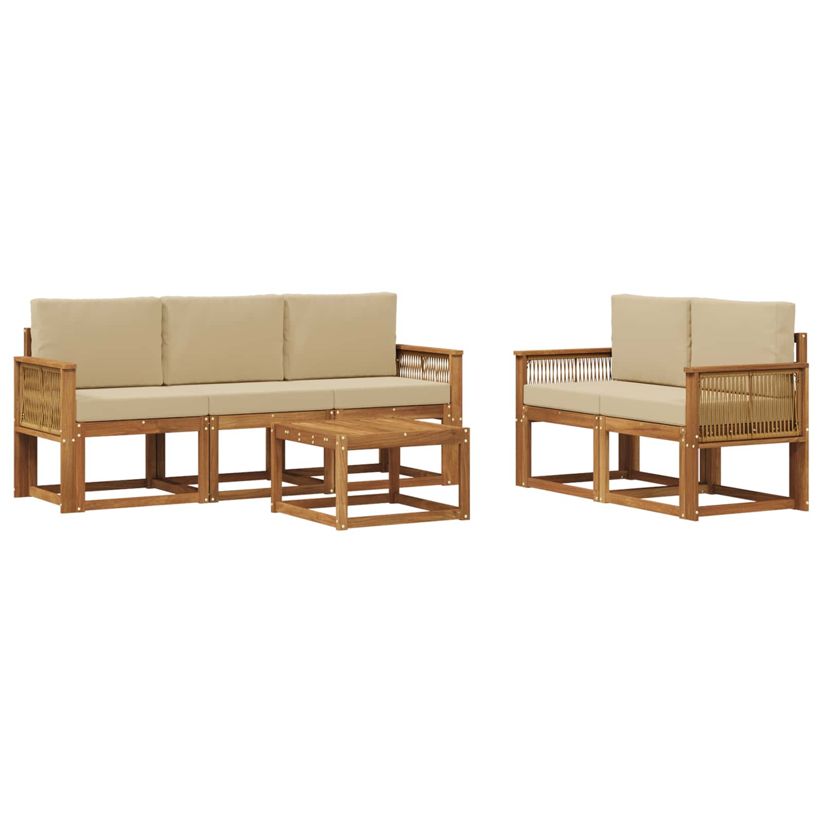 Set vanjskih sofa s jastukom 6 pcs Prirodna i bež Poliester