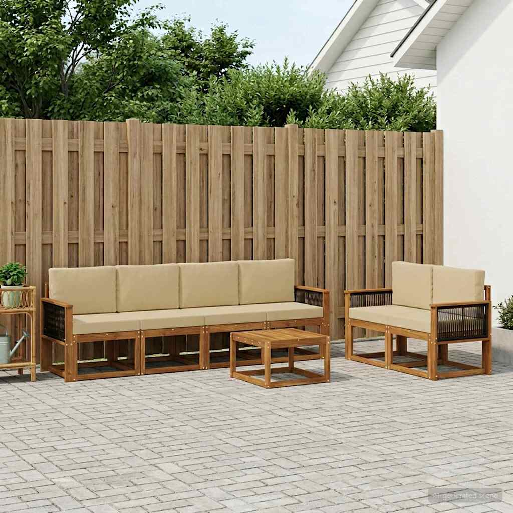 Set vanjskih sofa s jastukom 6 pcs Prirodna