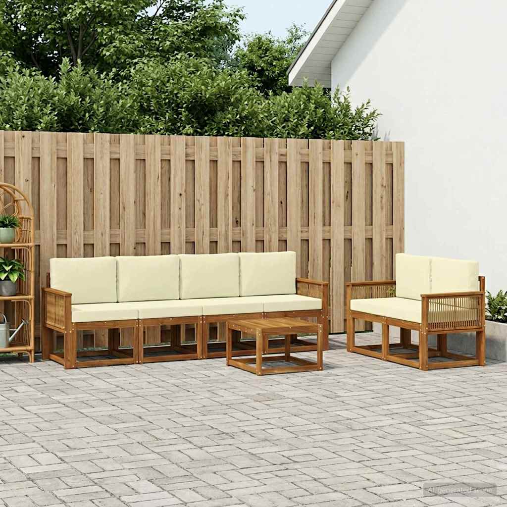 Set vanjskih sofa s jastukom 7 pcs Prirodna i krem Poliester