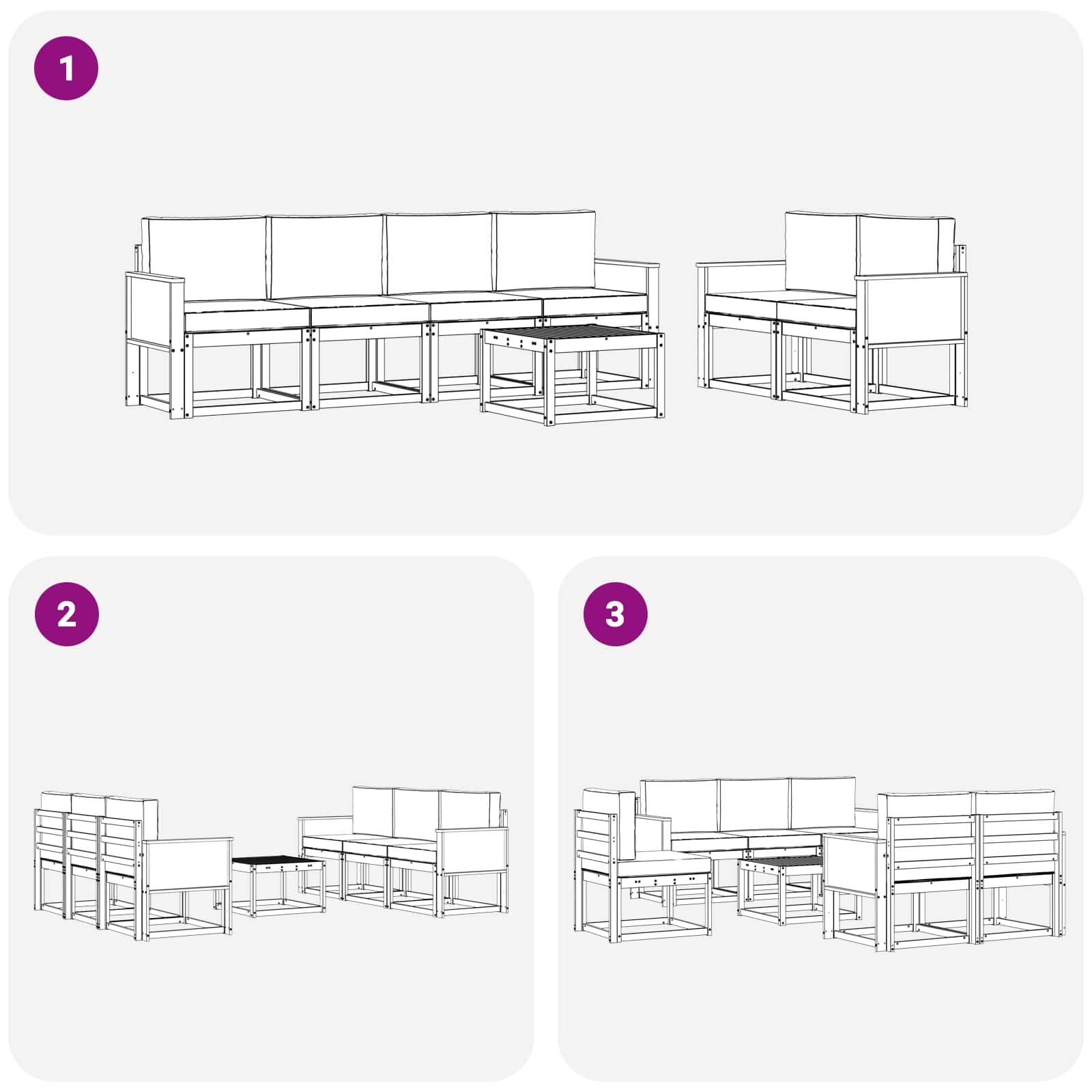 Set vanjskih sofa 7 pcs Prirodna i svjetlosiva Poliester
