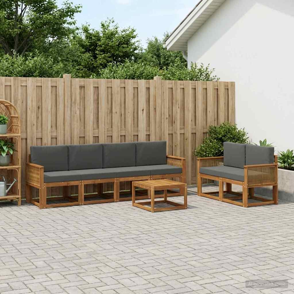 Set vanjskih sofa 7 pcs Prirodna i antracit Poliester