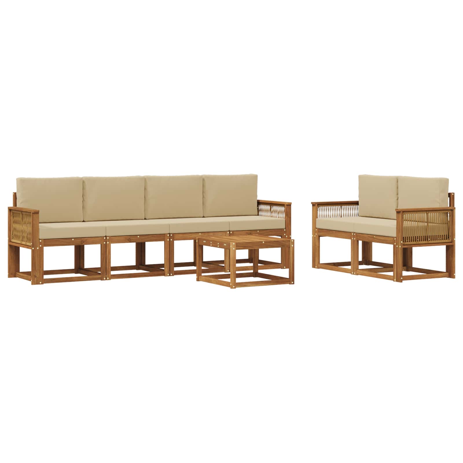 Set vanjskih sofa s jastukom 7 pcs Prirodna i bež Poliester
