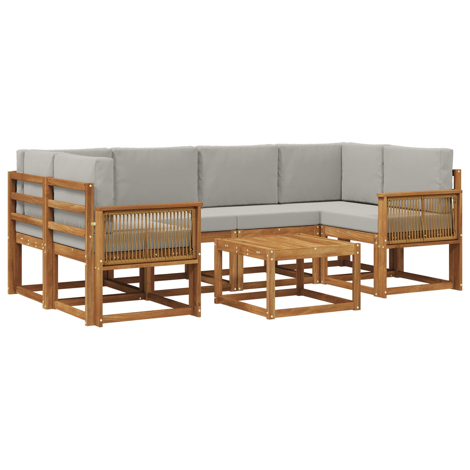 Set vanjskih sofa 7 pcs Prirodna i svjetlosiva Poliester