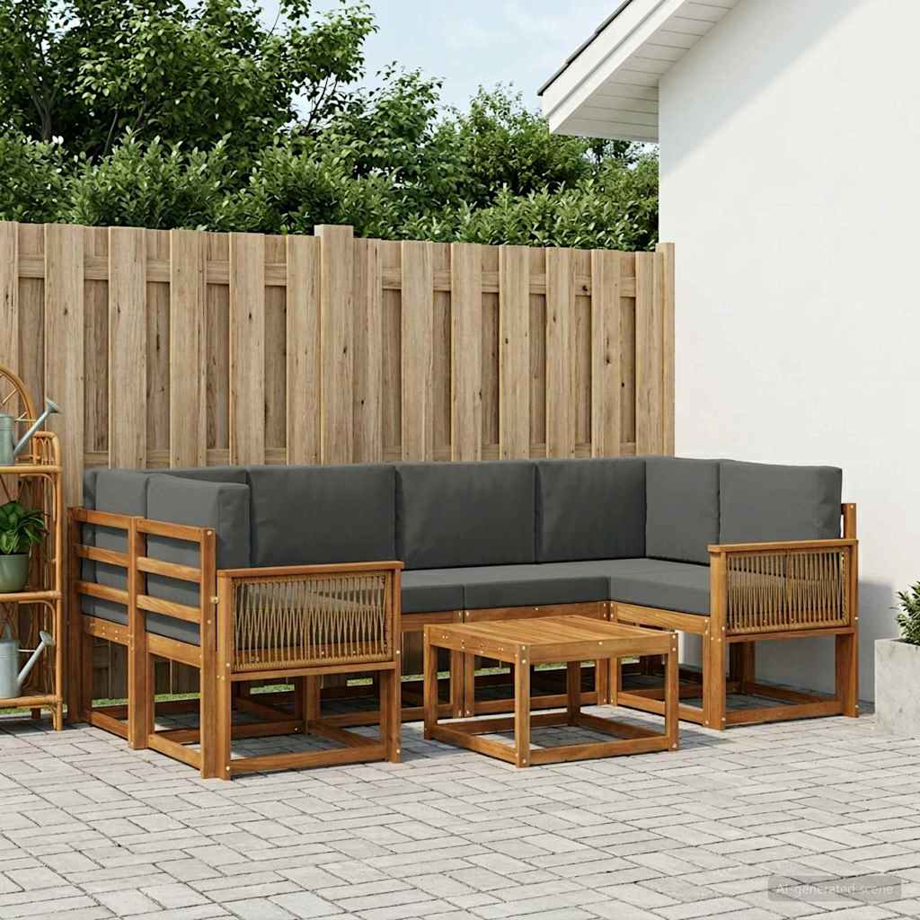 Set vanjskih sofa 7 pcs Prirodna i antracit Poliester