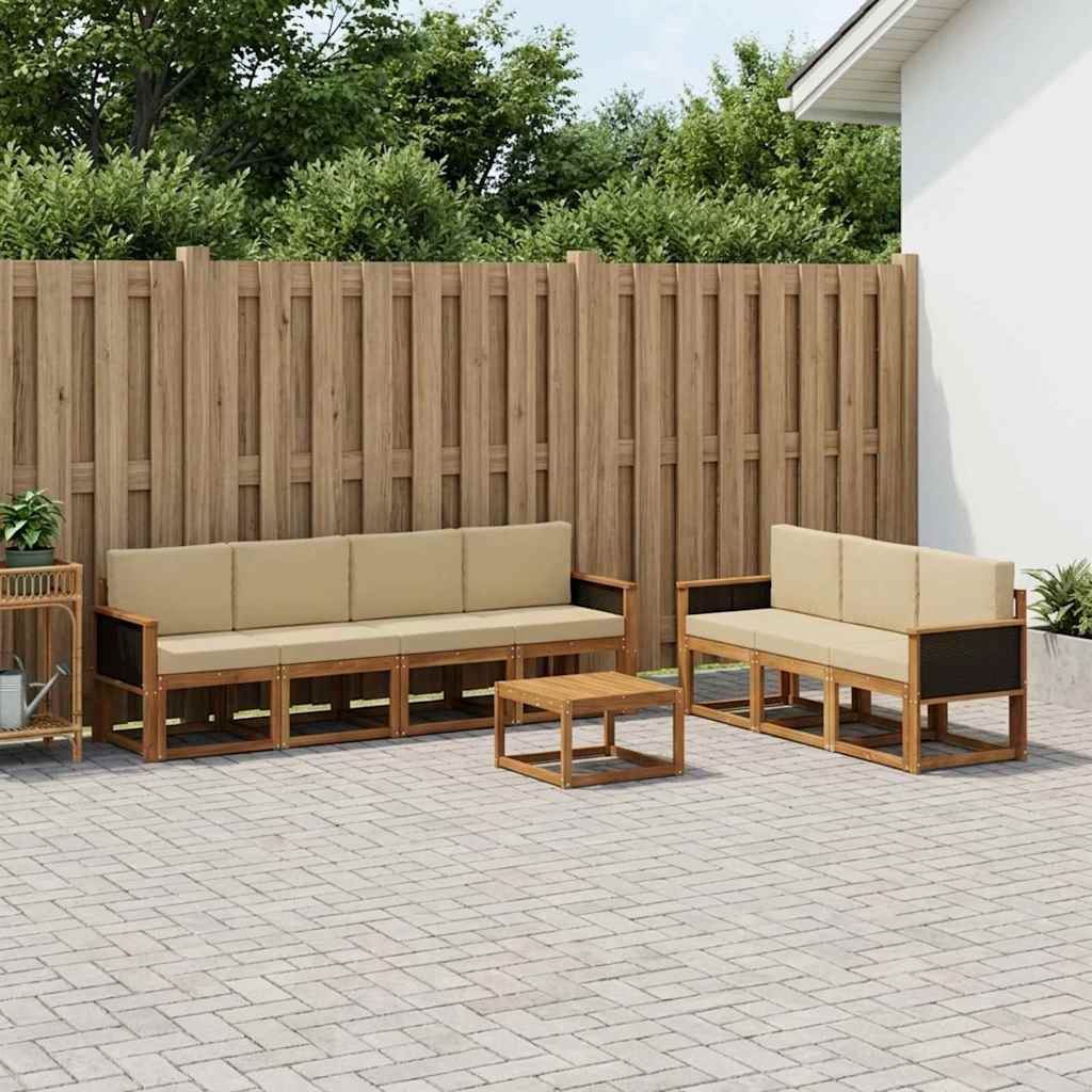 Set vanjskih sofa s jastukom 7 pcs Prirodna