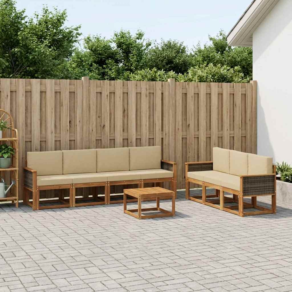 Set vanjskih sofa s jastukom 7 pcs Prirodna