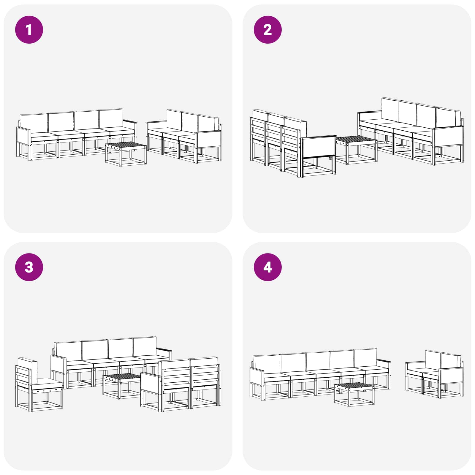 Set vanjskih sofa 8 pcs Prirodna i antracit Poliester