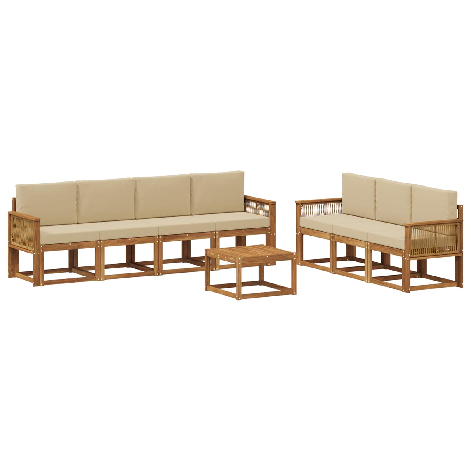 Set vanjskih sofa s jastukom 8 pcs Prirodna i bež Poliester