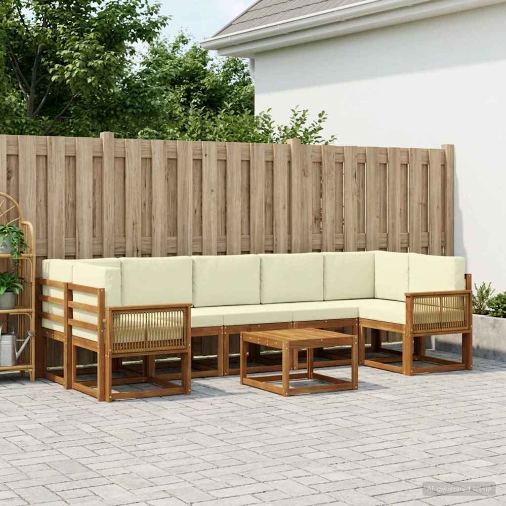 Set vanjskih sofa s jastukom 8 pcs Prirodna i krem Poliester