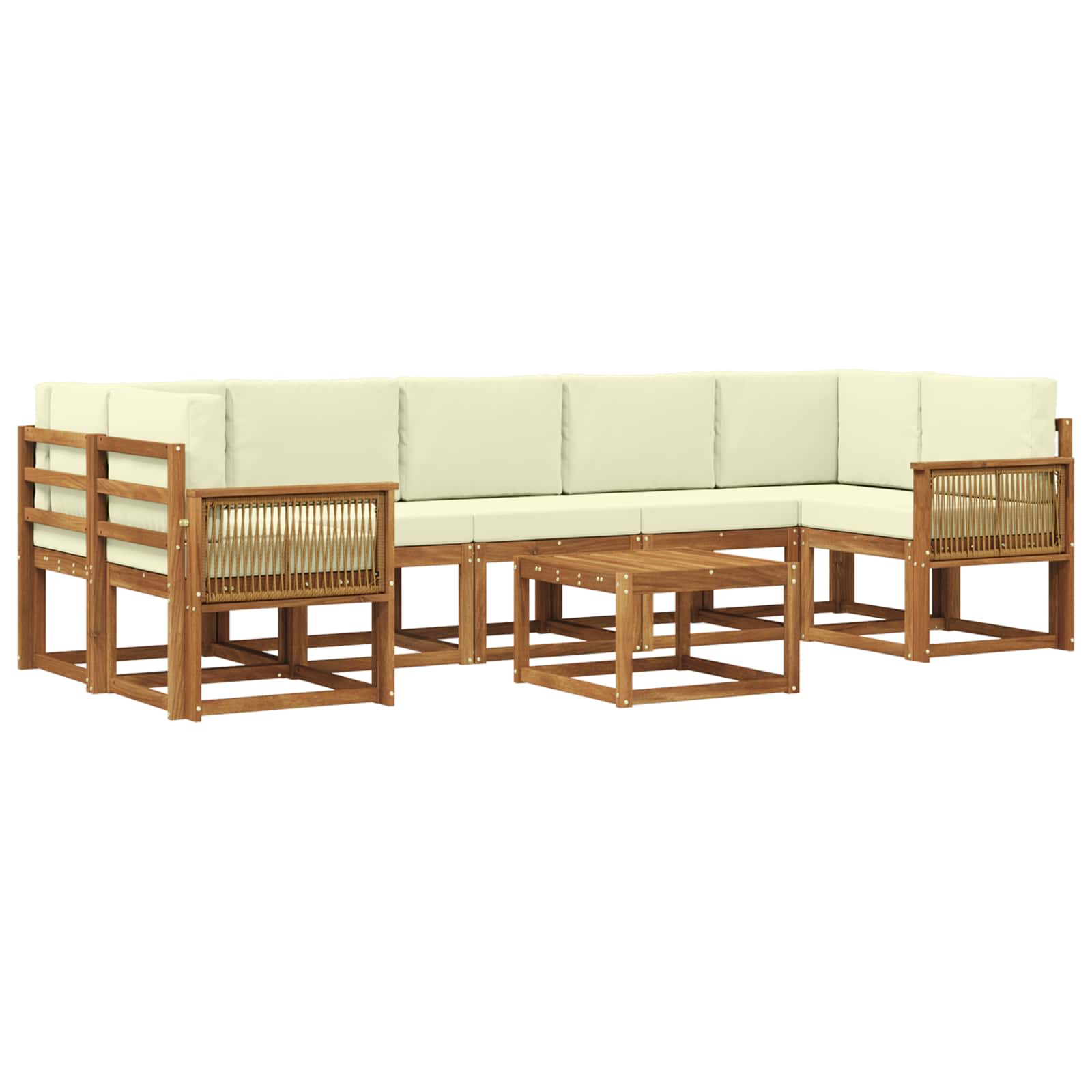 Set vanjskih sofa s jastukom 8 pcs Prirodna i krem Poliester