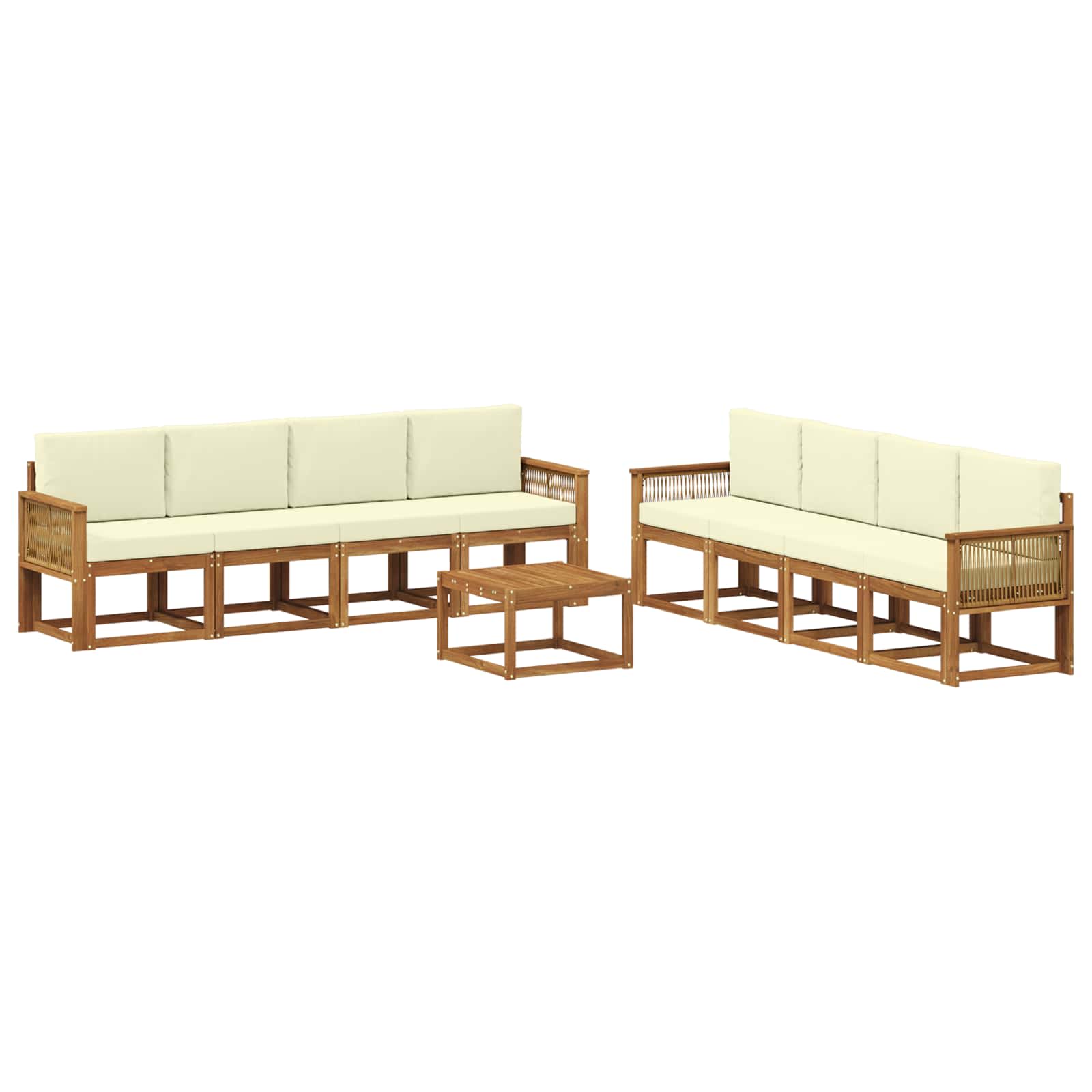 Set vanjskih sofa s jastukom 9 pcs Prirodna i krem Poliester
