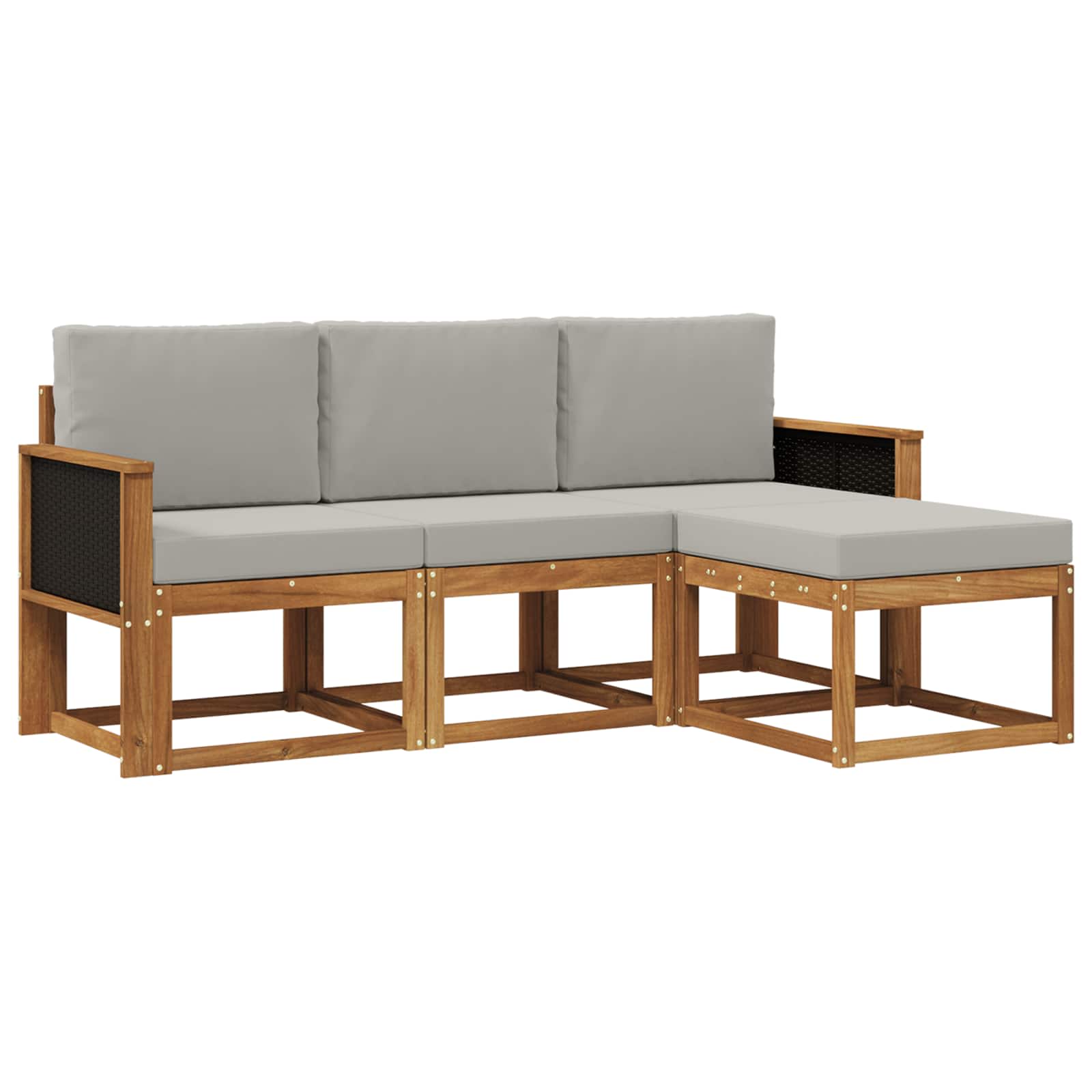 Set vanjskih sofa s jastukom 4 pcs Prirodna i svjetlosiva