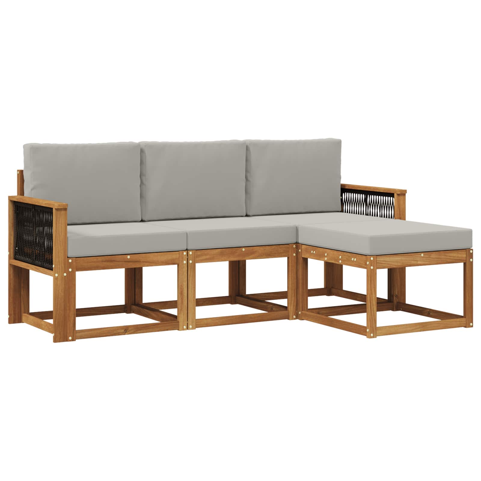 Set vanjskih sofa s jastukom 4 pcs Prirodna i svjetlosiva