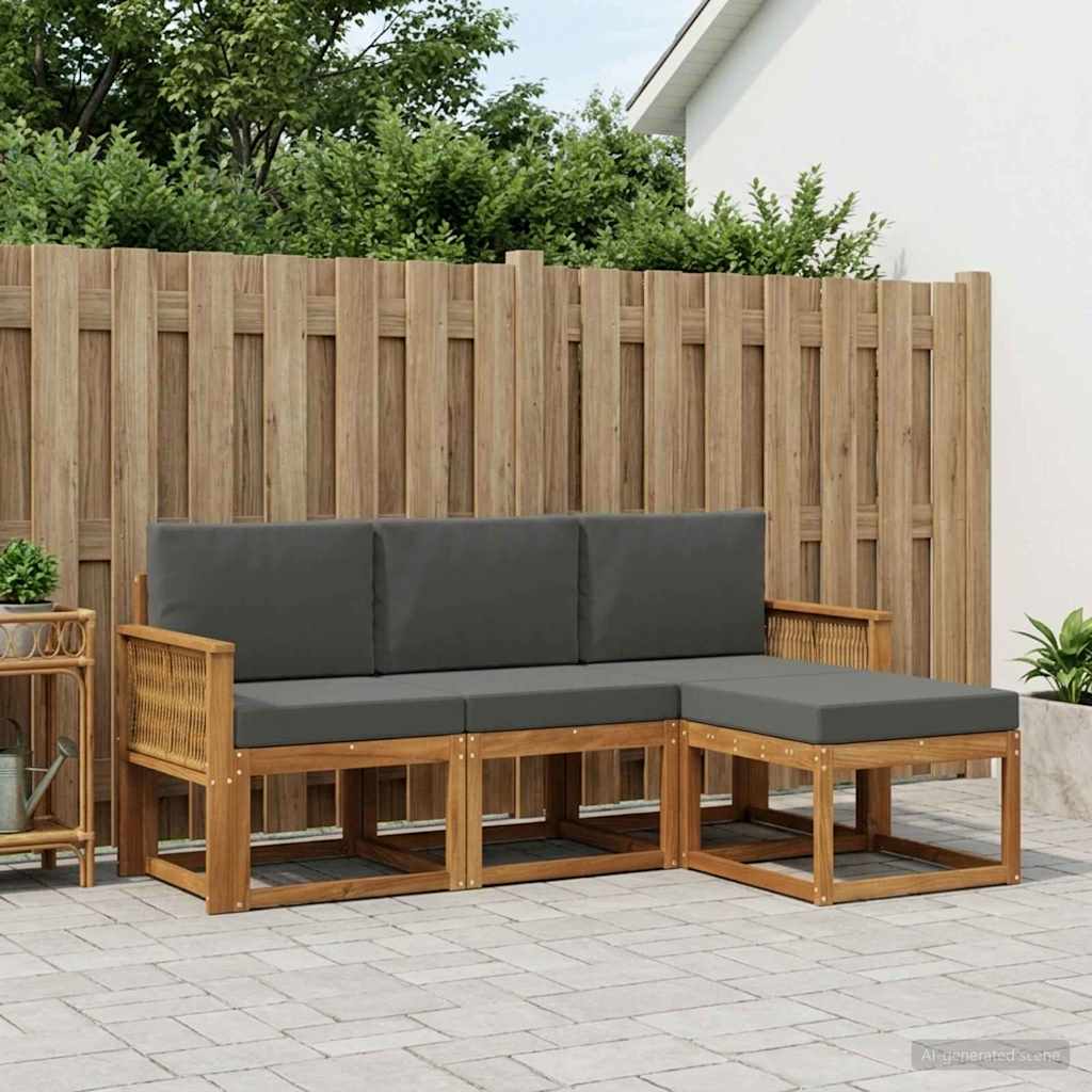 Set vanjskih sofa 4 pcs Prirodna i antracit Poliester