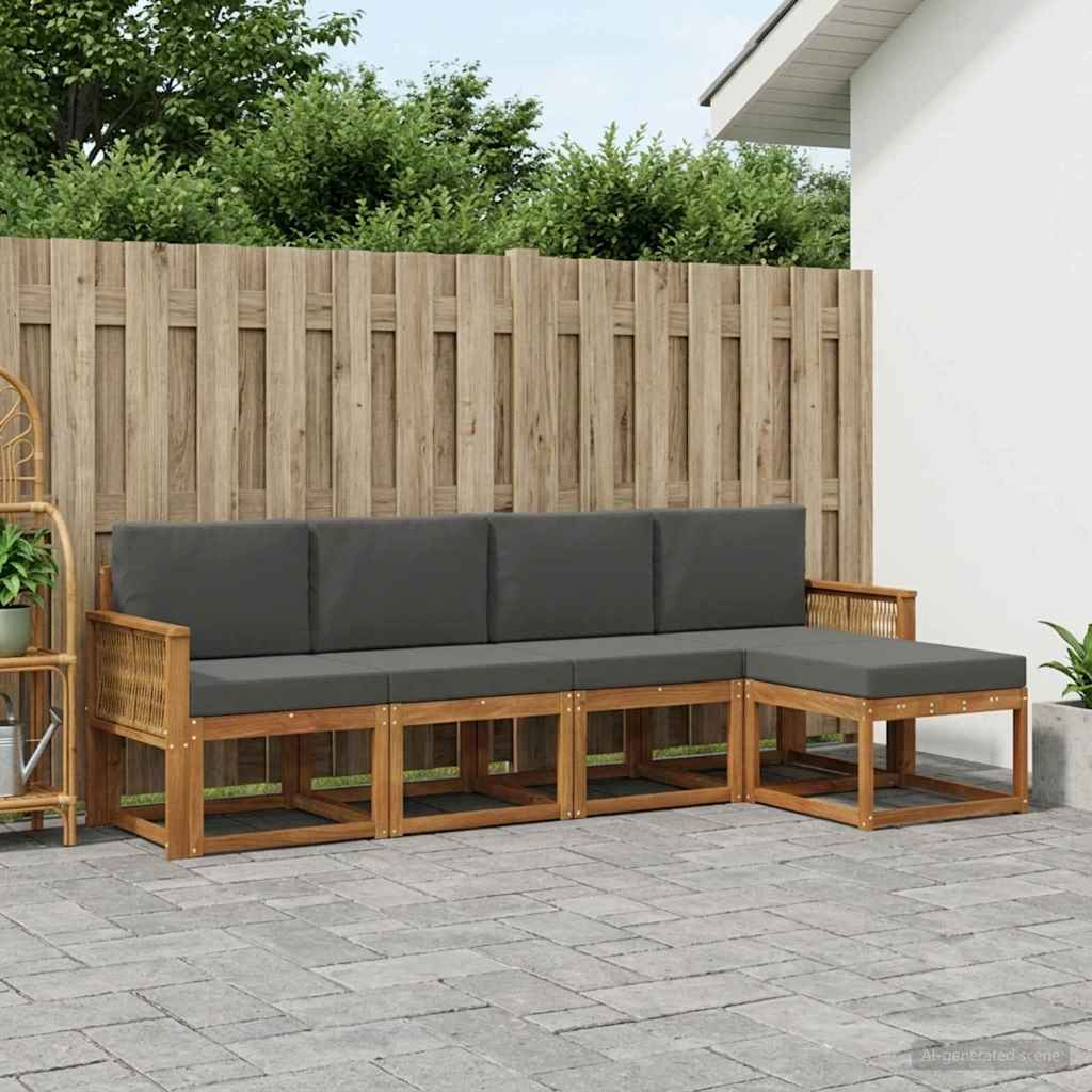 Set vanjskih sofa 5 pcs Prirodna i antracit Poliester