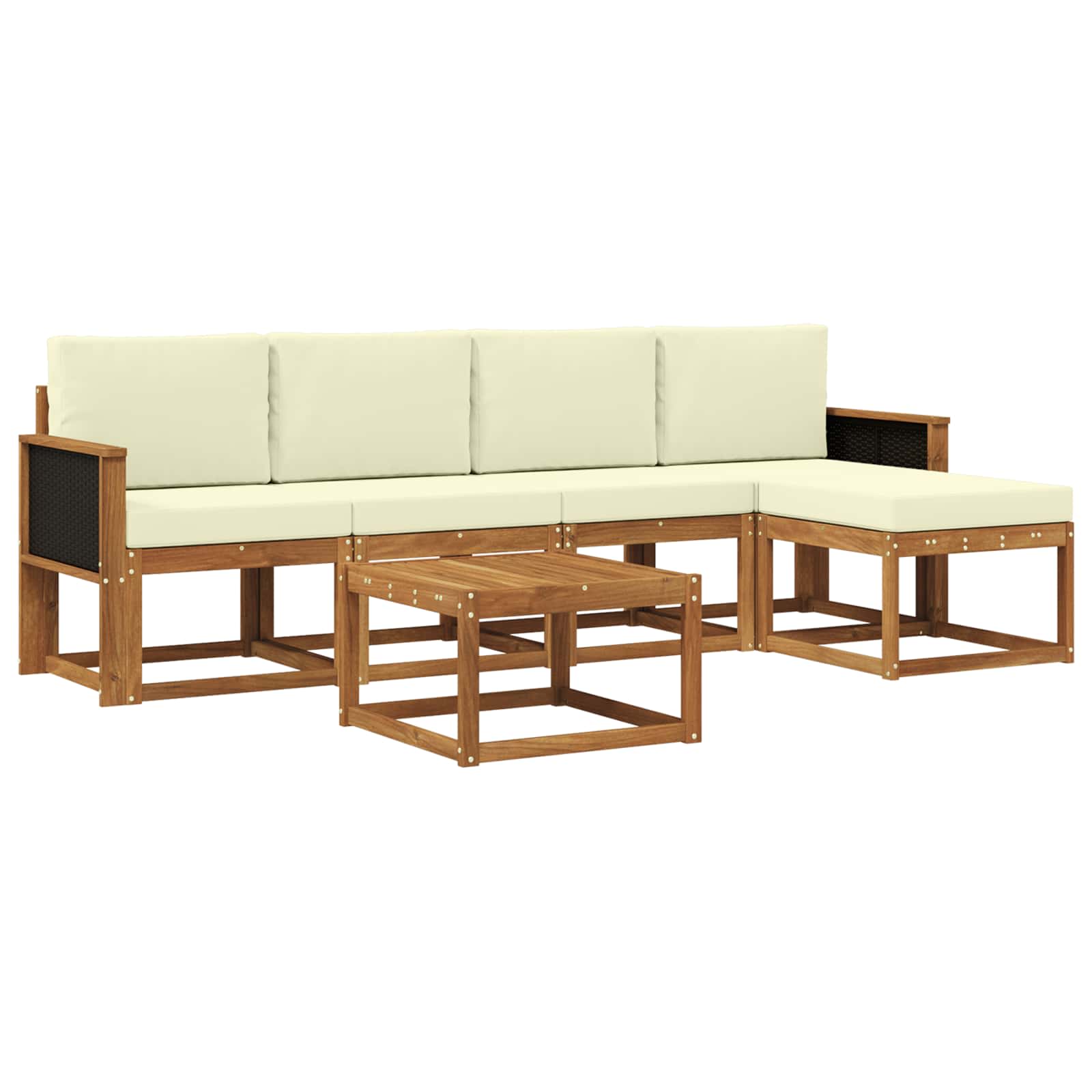 Set vanjskih sofa s jastukom 6 pcs Prirodna i krem Poliester