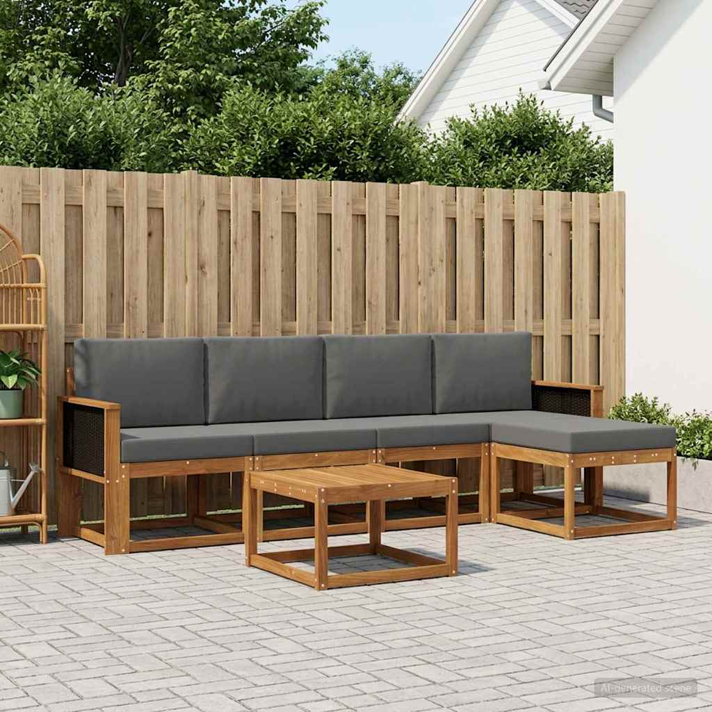 Set vanjskih sofa 6 pcs Prirodna i antracit Poliester