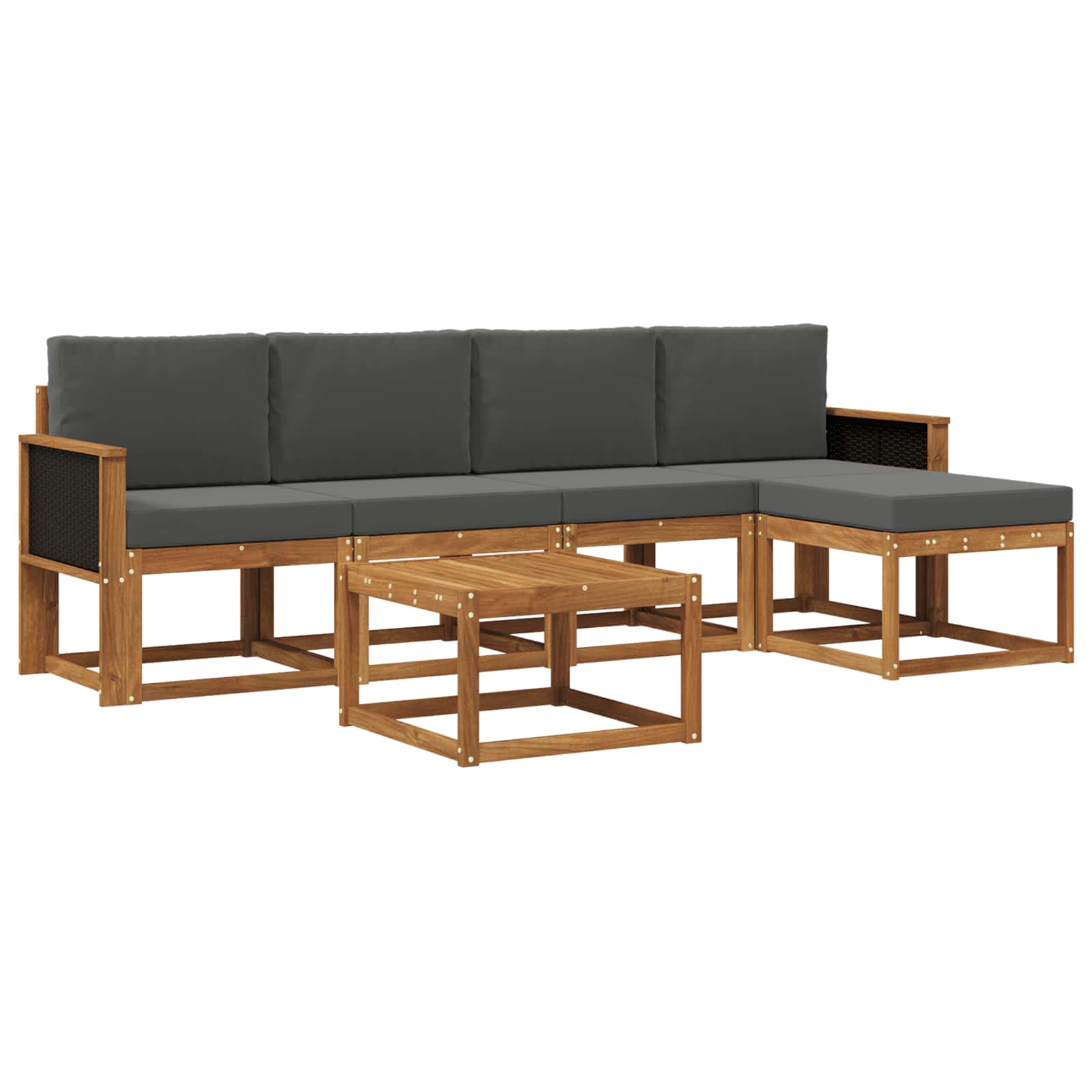 Set vanjskih sofa 6 pcs Prirodna i antracit Poliester