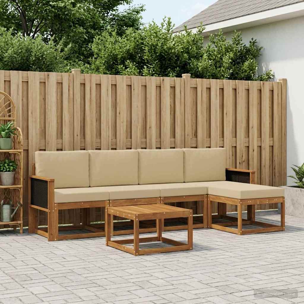 Set vanjskih sofa s jastukom 6 pcs Prirodna i bež Poliester