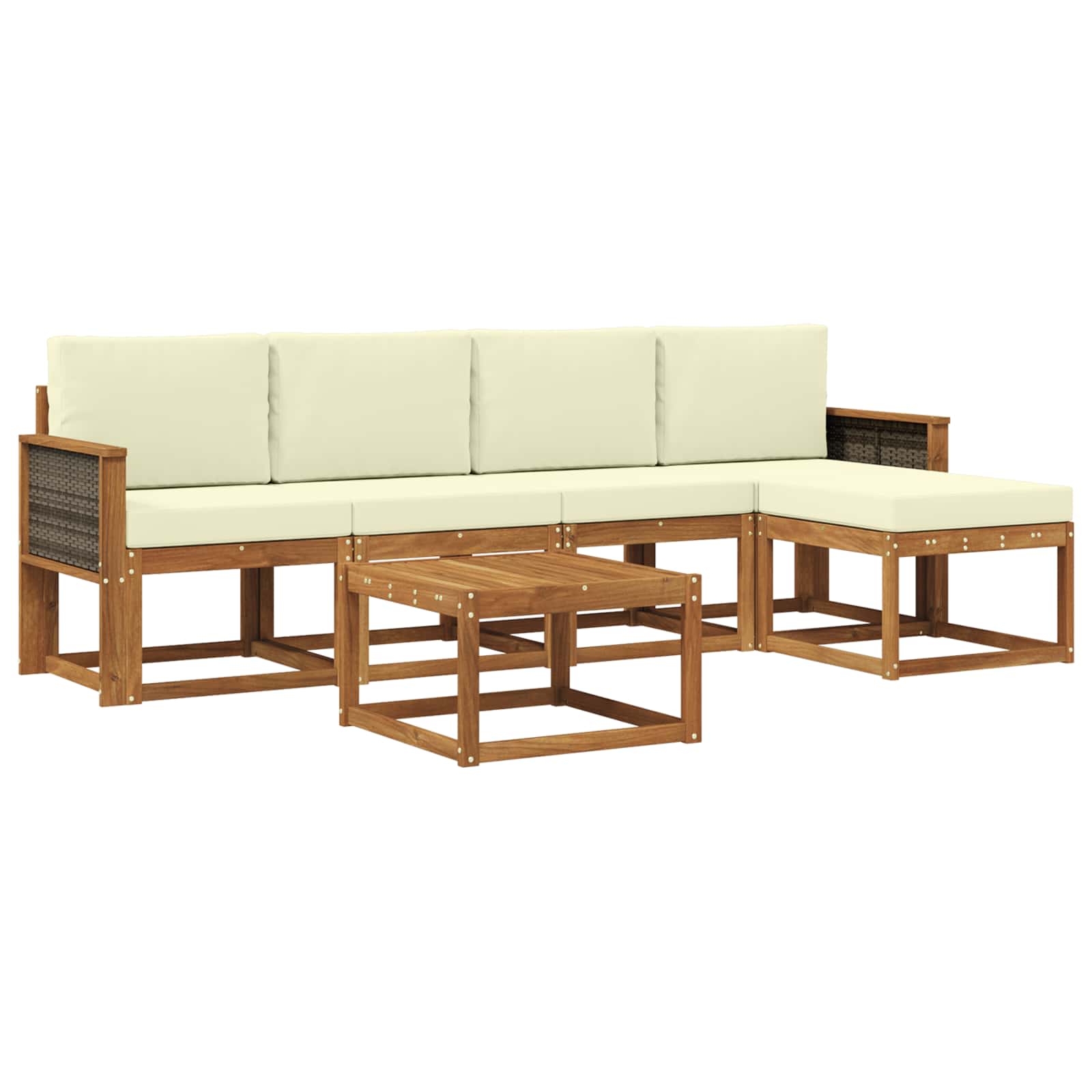 Set vanjskih sofa s jastukom 6 pcs Prirodna i krem Poliester