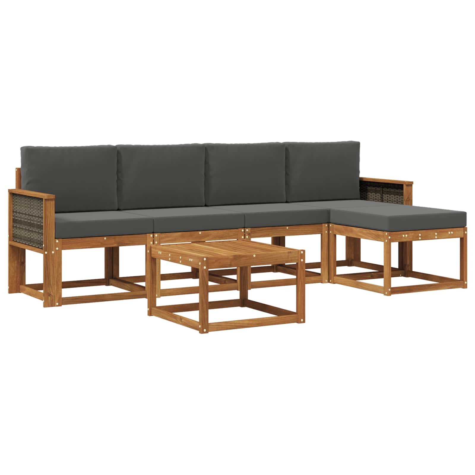 Set vanjskih sofa 6 pcs Prirodna i antracit Poliester