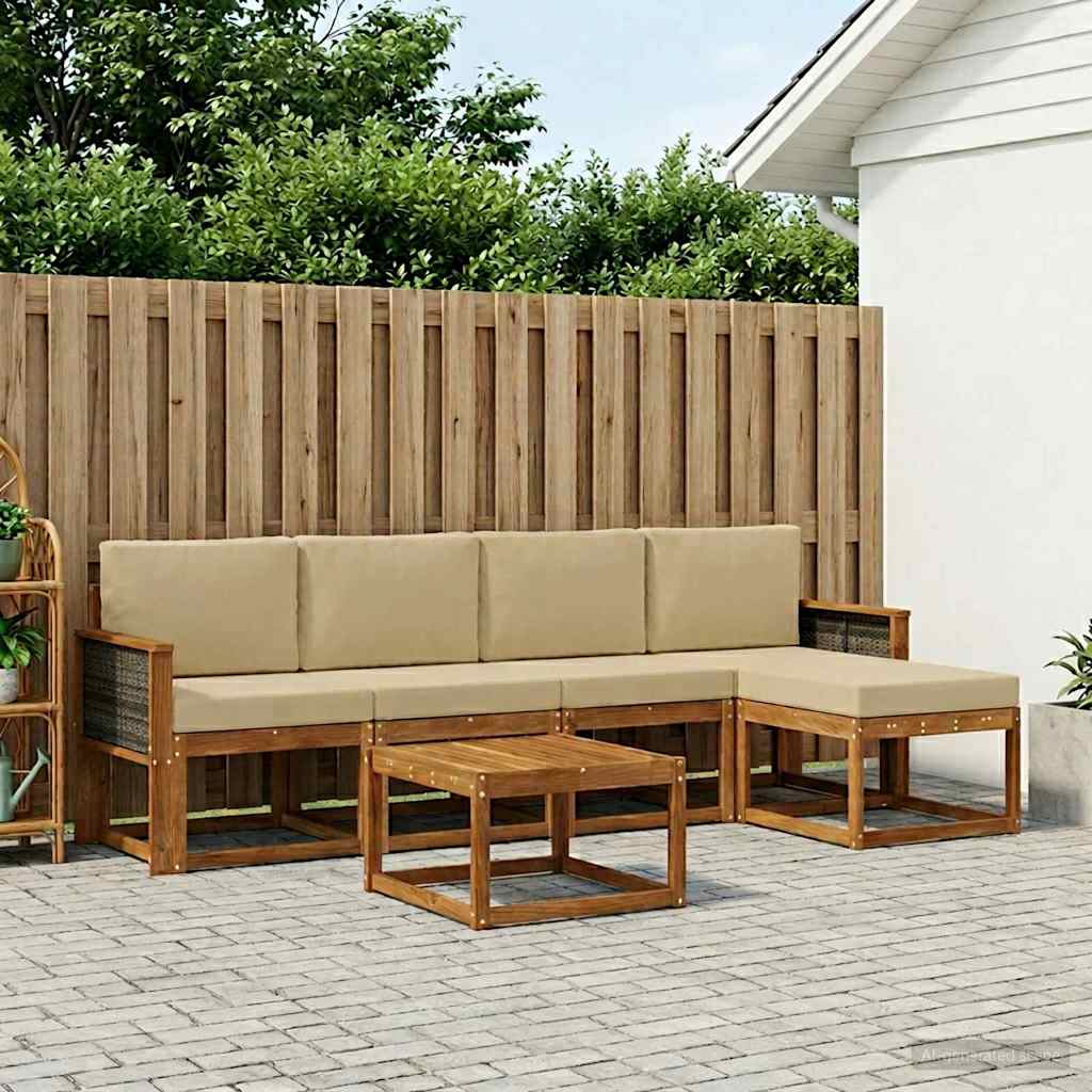Set vanjskih sofa s jastukom 6 pcs Prirodna i bež Poliester