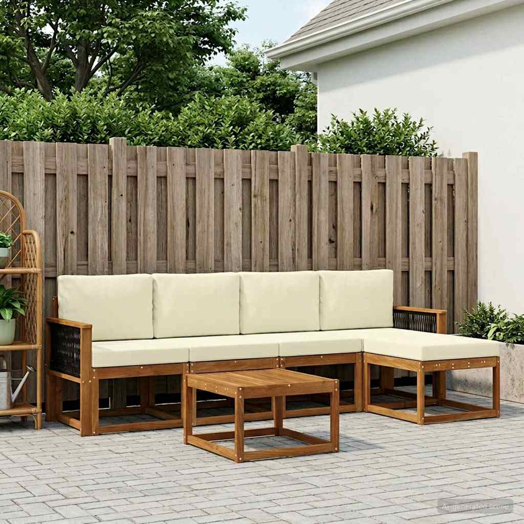 Set vanjskih sofa s jastukom 6 pcs Prirodna i krem Poliester