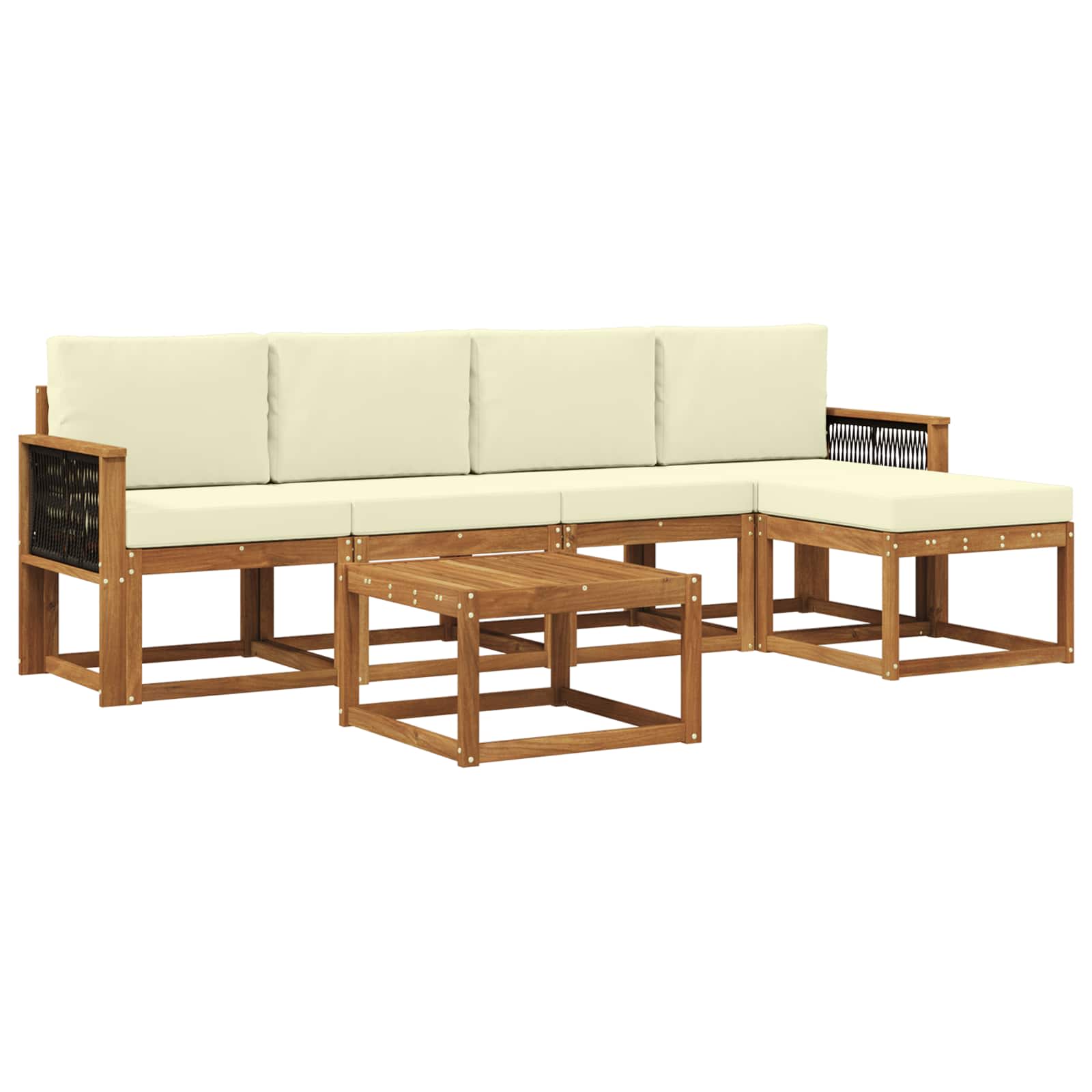 Set vanjskih sofa s jastukom 6 pcs Prirodna i krem Poliester