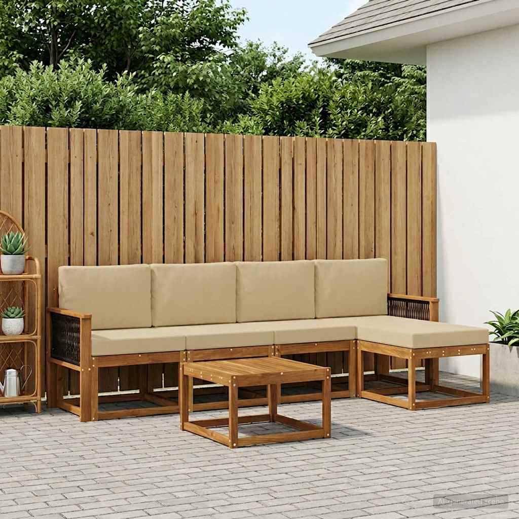 Set vanjskih sofa s jastukom 6 pcs Prirodna i bež Poliester