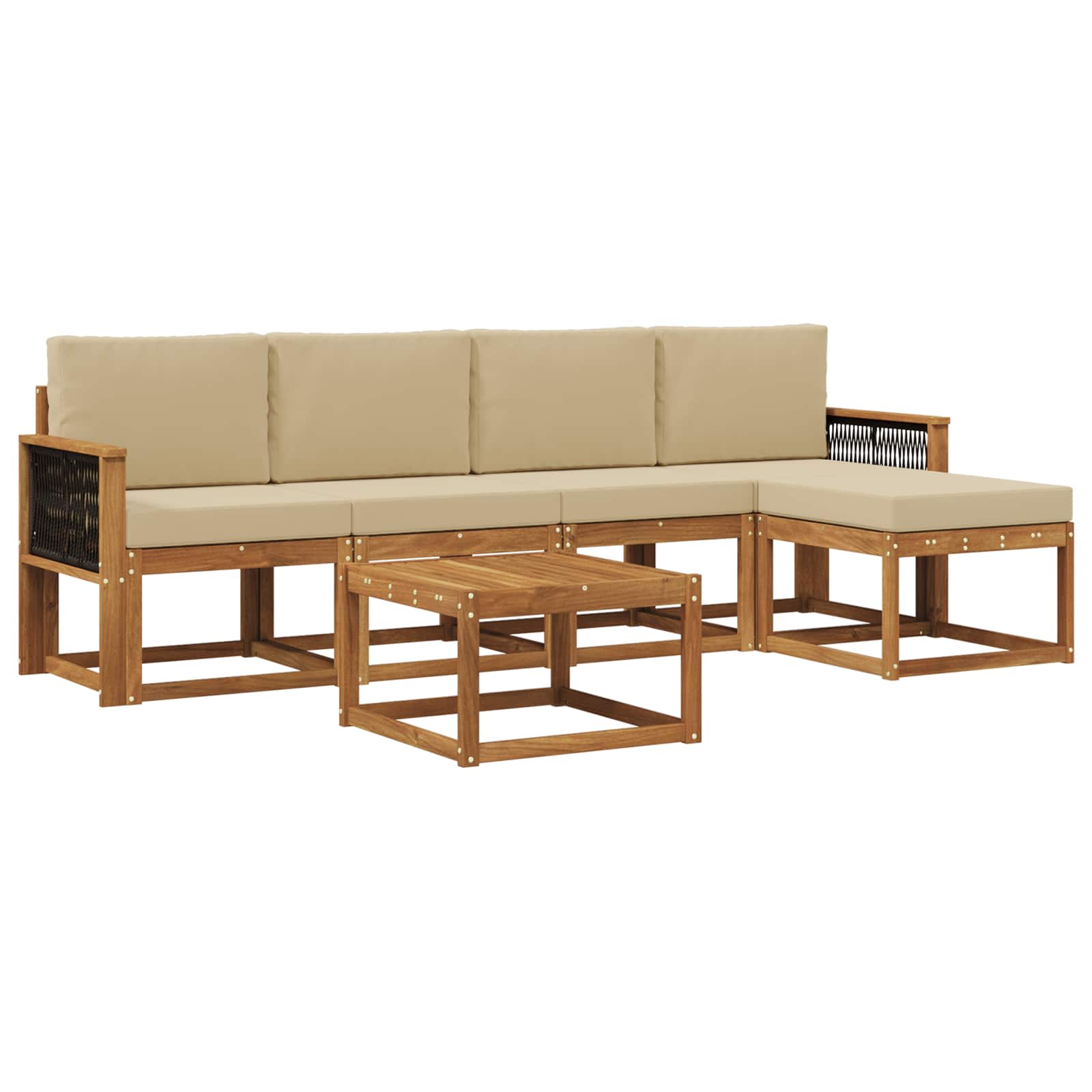 Set vanjskih sofa s jastukom 6 pcs Prirodna i bež Poliester