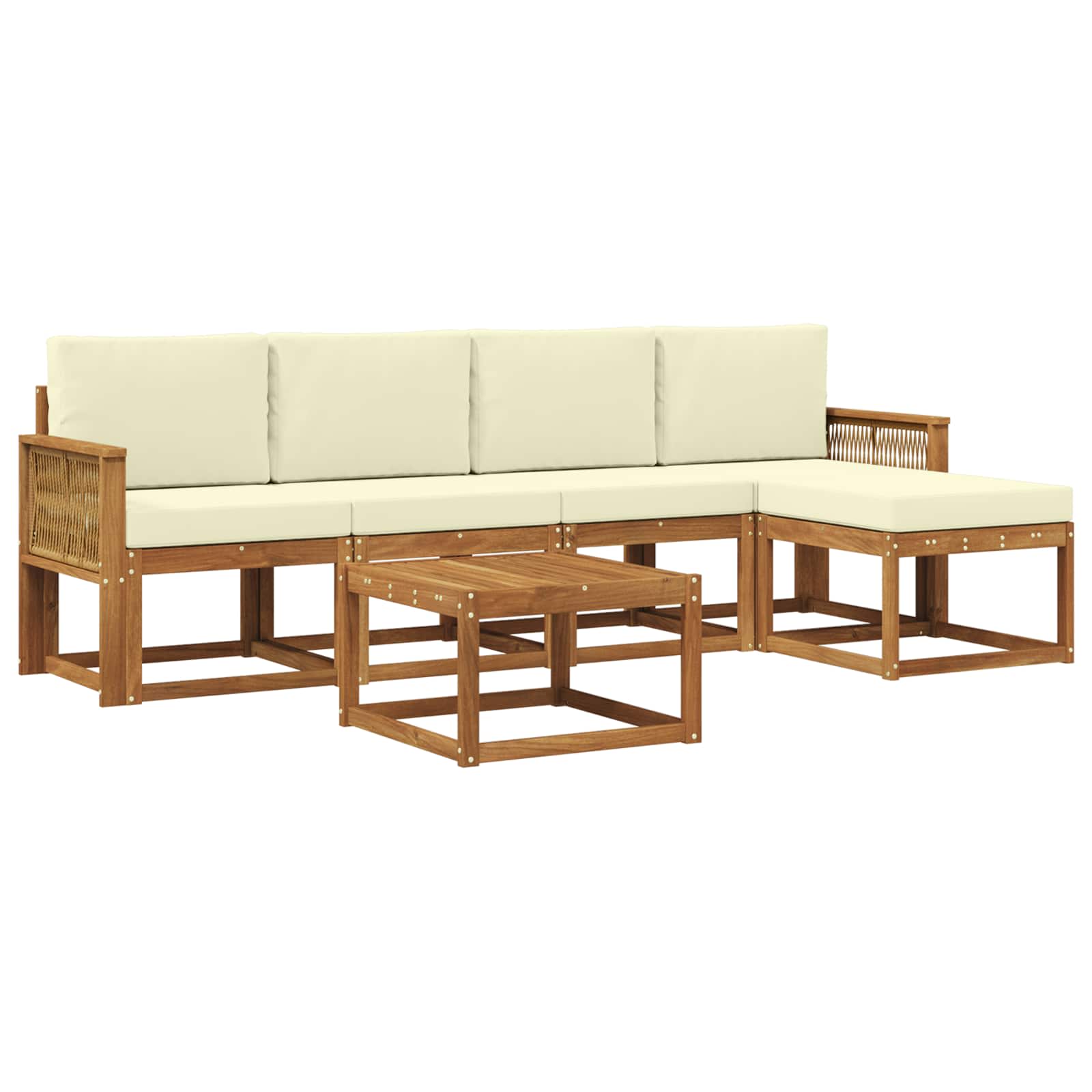 Set vanjskih sofa s jastukom 6 pcs Prirodna i krem Poliester