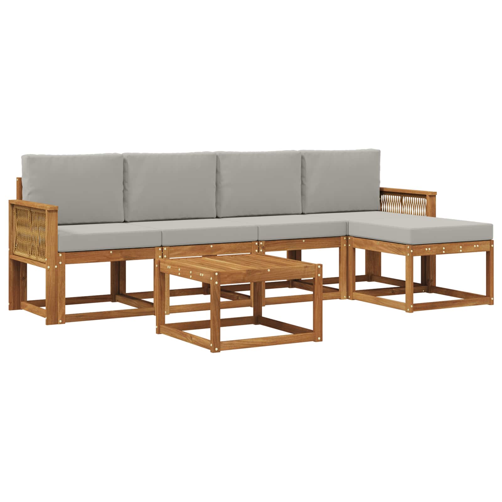 Set vanjskih sofa 6 pcs Prirodna i svjetlosiva Poliester