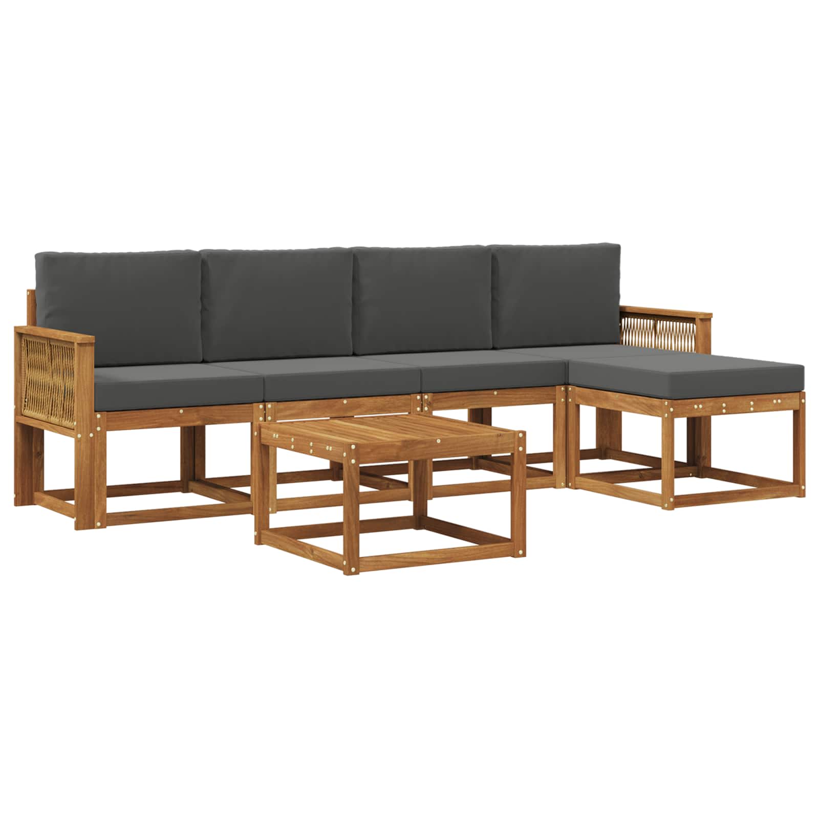 Set vanjskih sofa 6 pcs Prirodna i antracit Poliester