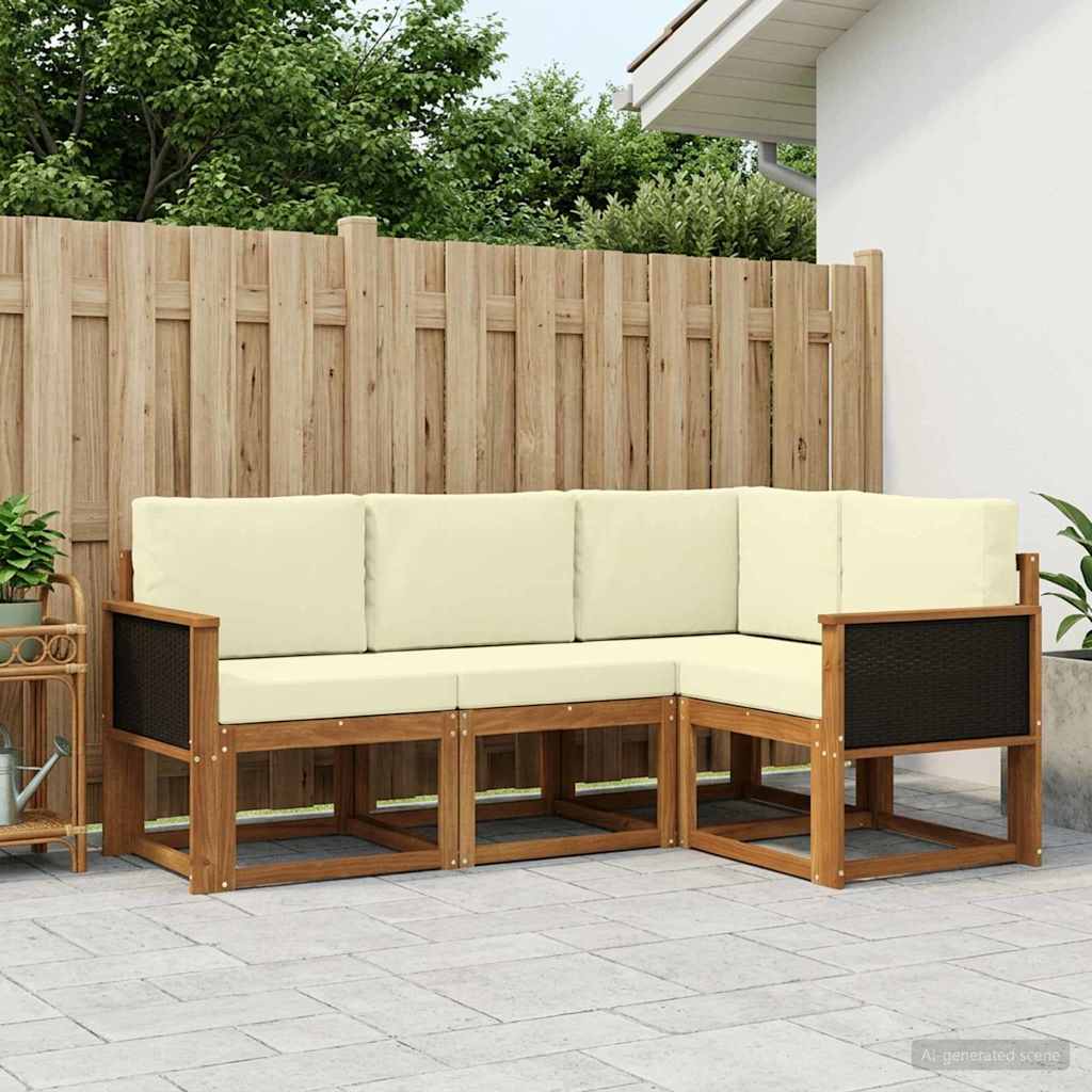 Set vanjskih sofa 4 pcs Prirodna i krem Poliester