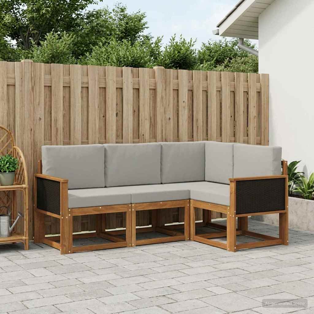Set vanjskih sofa 4 pcs Prirodna i svjetlosiva Poliester