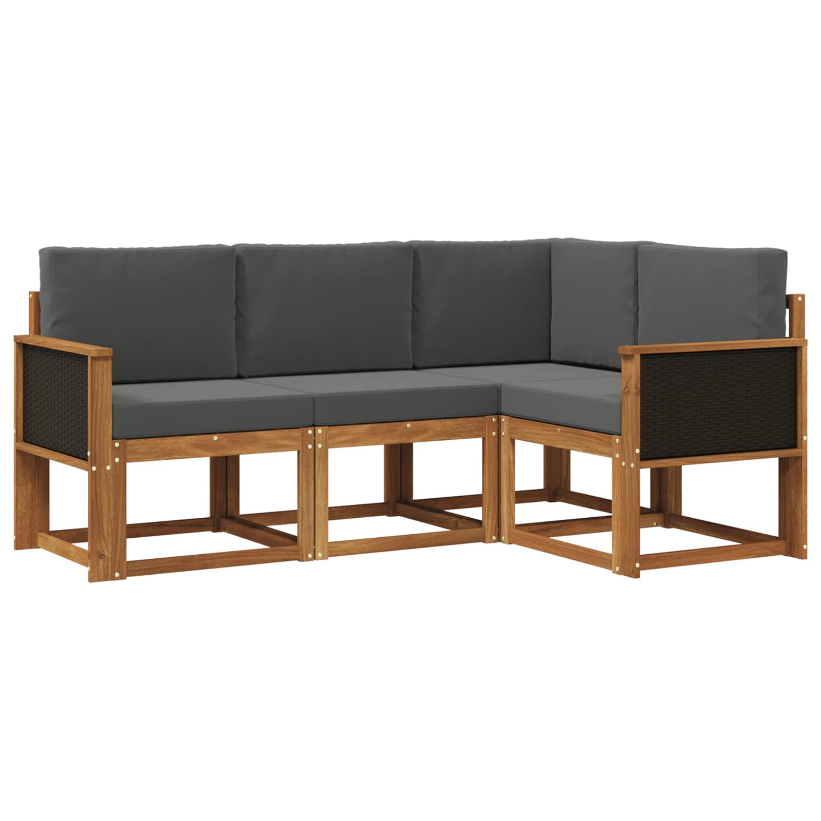 Set vanjskih sofa 4 pcs Prirodna i antracit Poliester