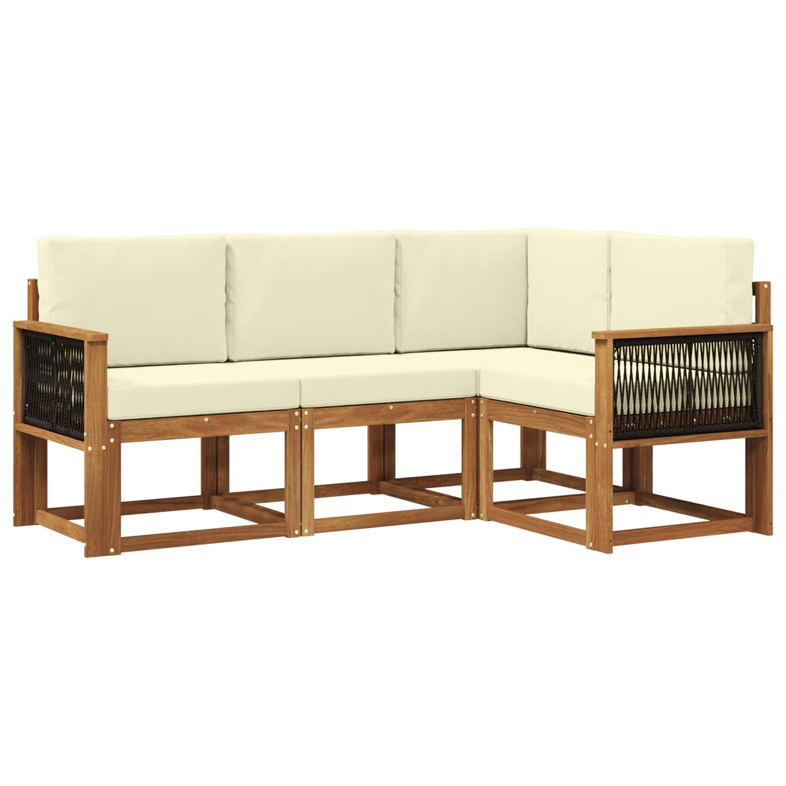 Set vanjskih sofa s jastukom 4 pcs Prirodna i krem Poliester