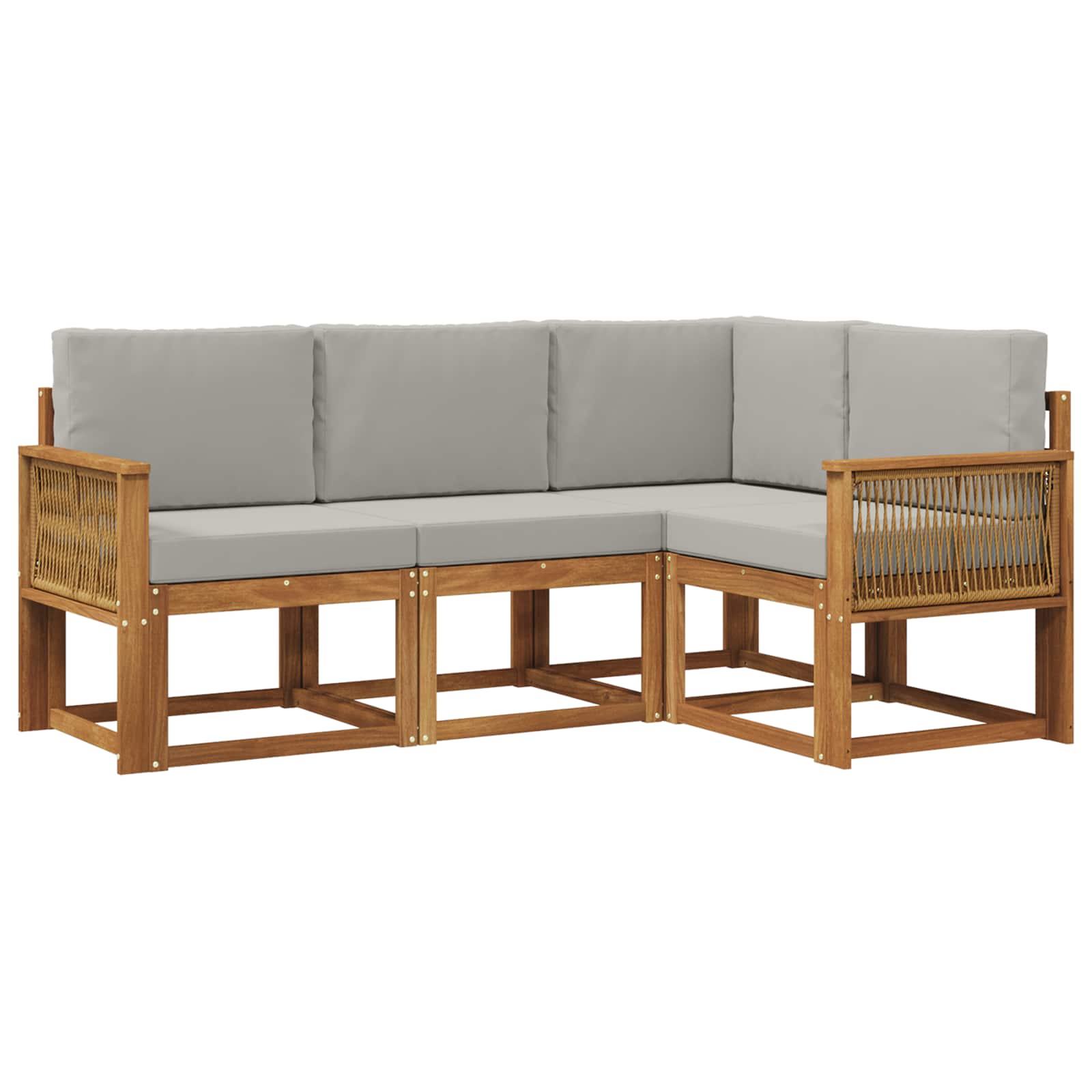 Set vanjskih sofa 4 pcs Prirodna i svjetlosiva Poliester