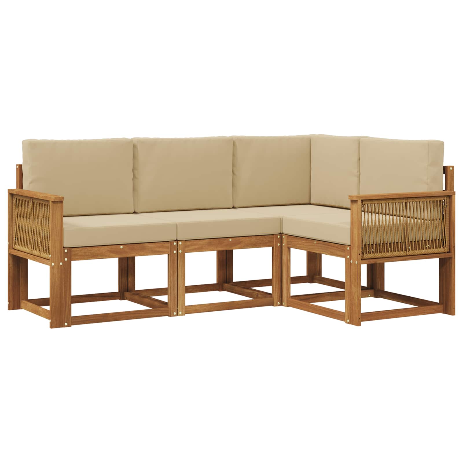 Set vanjskih sofa 4 pcs Prirodna i bež Poliester