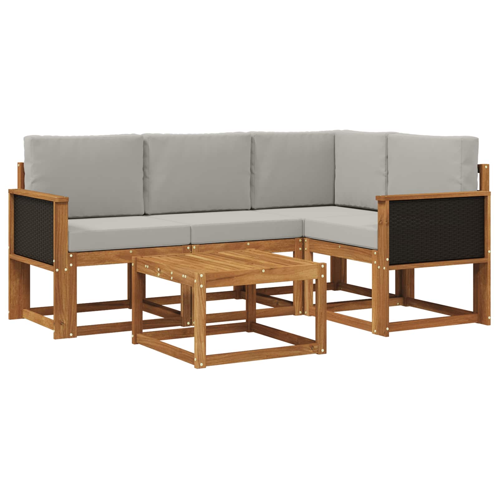 Set vanjskih sofa 5 pcs Prirodna i svjetlosiva Poliester