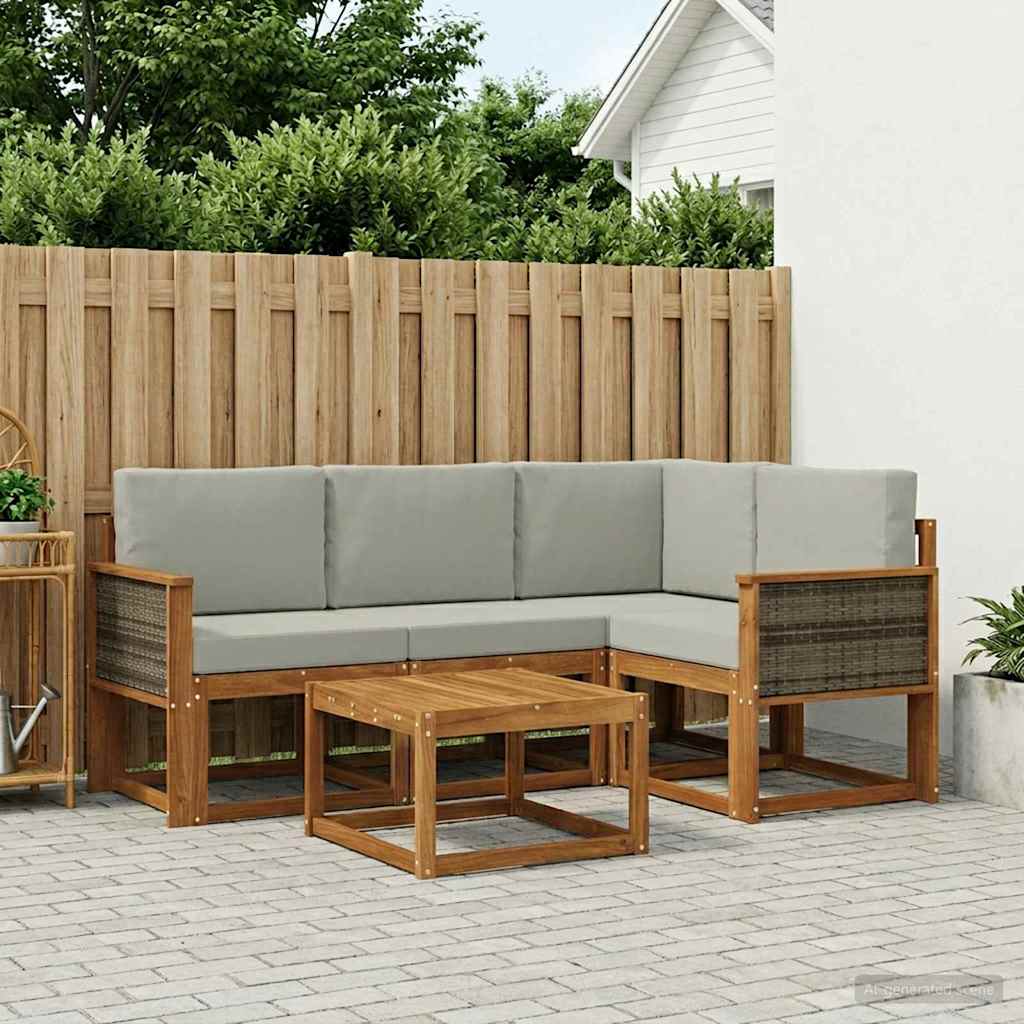 Set vanjskih sofa 5 pcs Prirodna i svjetlosiva Poliester
