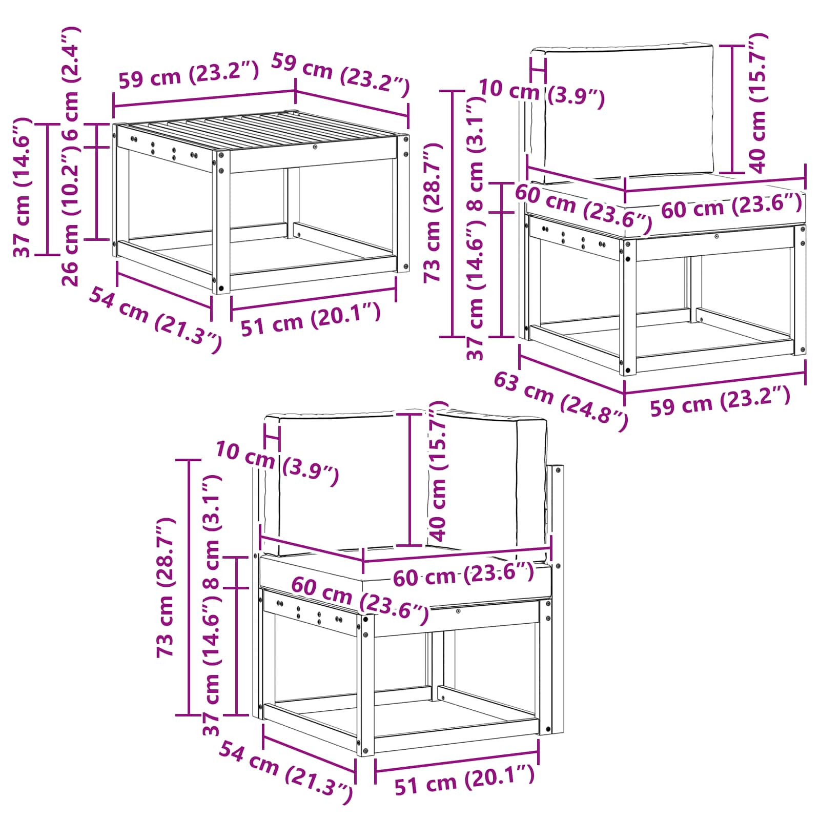 Set vanjskih sofa 5 pcs Prirodna i antracit Poliester