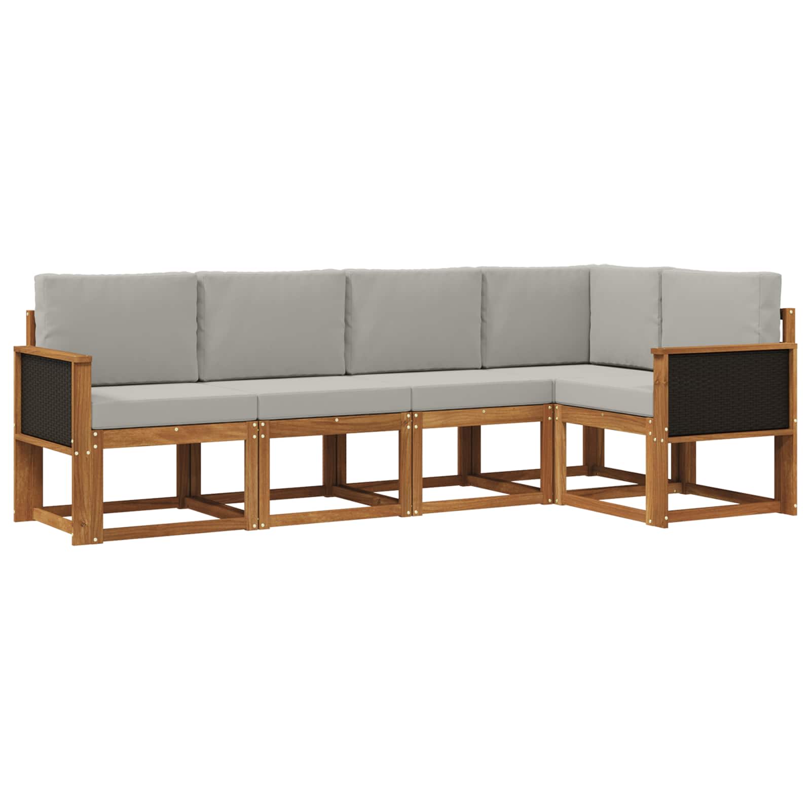 Set vanjskih sofa 5 pcs Prirodna i svjetlosiva Poliester
