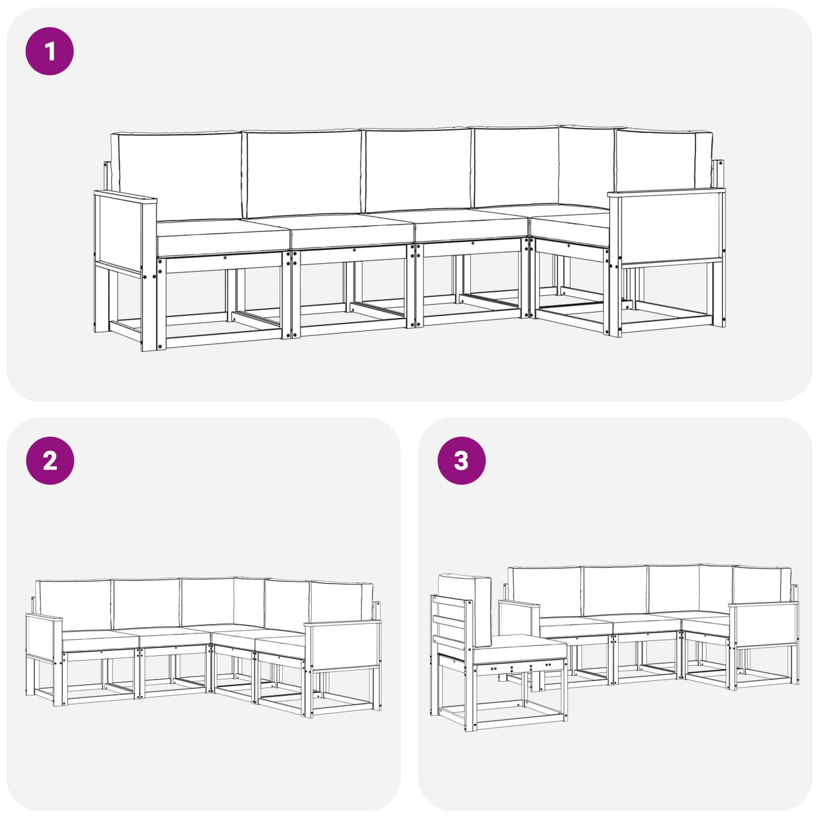 Set vanjskih sofa 5 pcs Prirodna i antracit Poliester