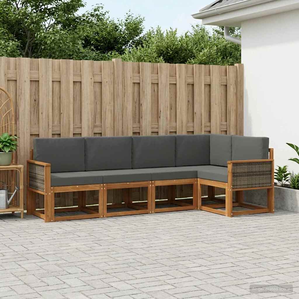 Set vanjskih sofa 5 pcs Prirodna i antracit Poliester