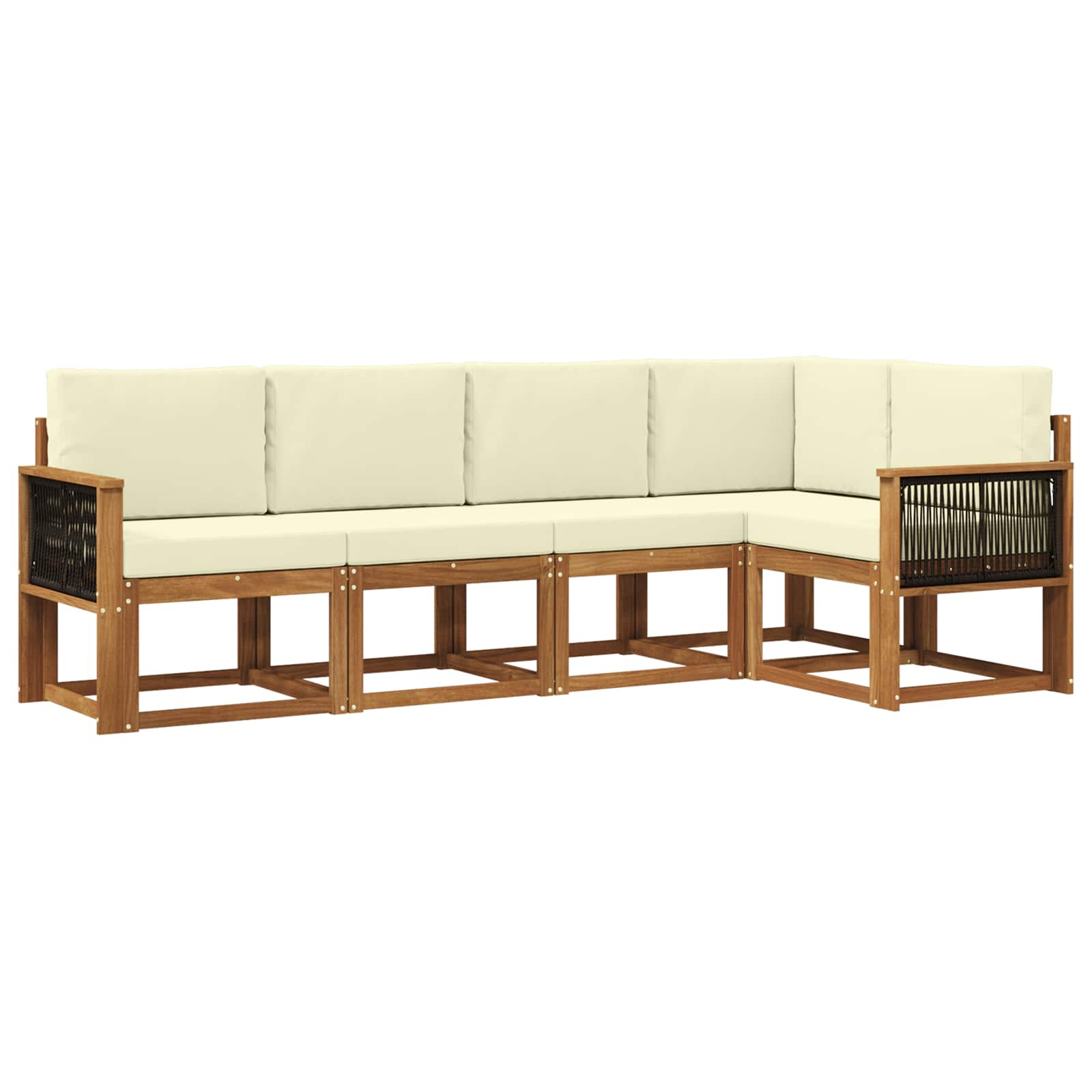 Set vanjskih sofa s jastukom 5 pcs Prirodna i krem Poliester